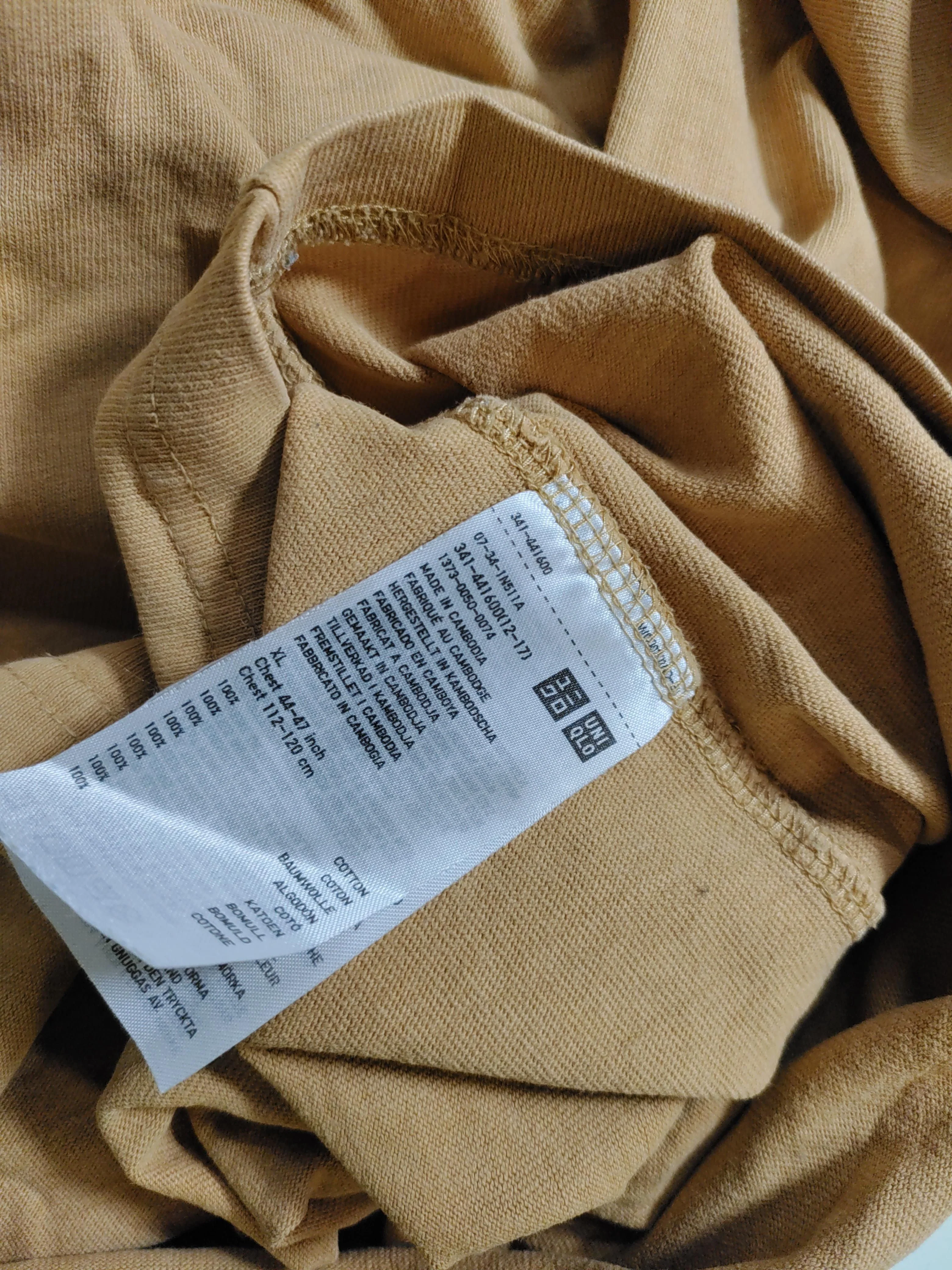 Uniqlo Men's T-Shirt XL Tan 100% Cotton Basic - Image 6