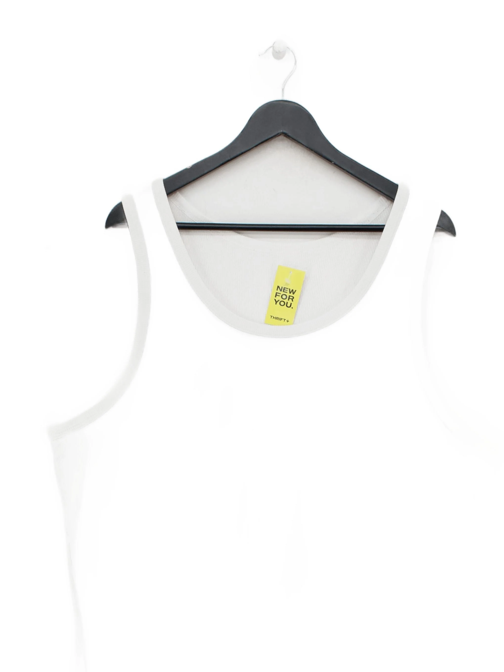 Uniqlo Men's T-Shirt XL White Cotton with Polyester Sleeveless Round Neck Basic