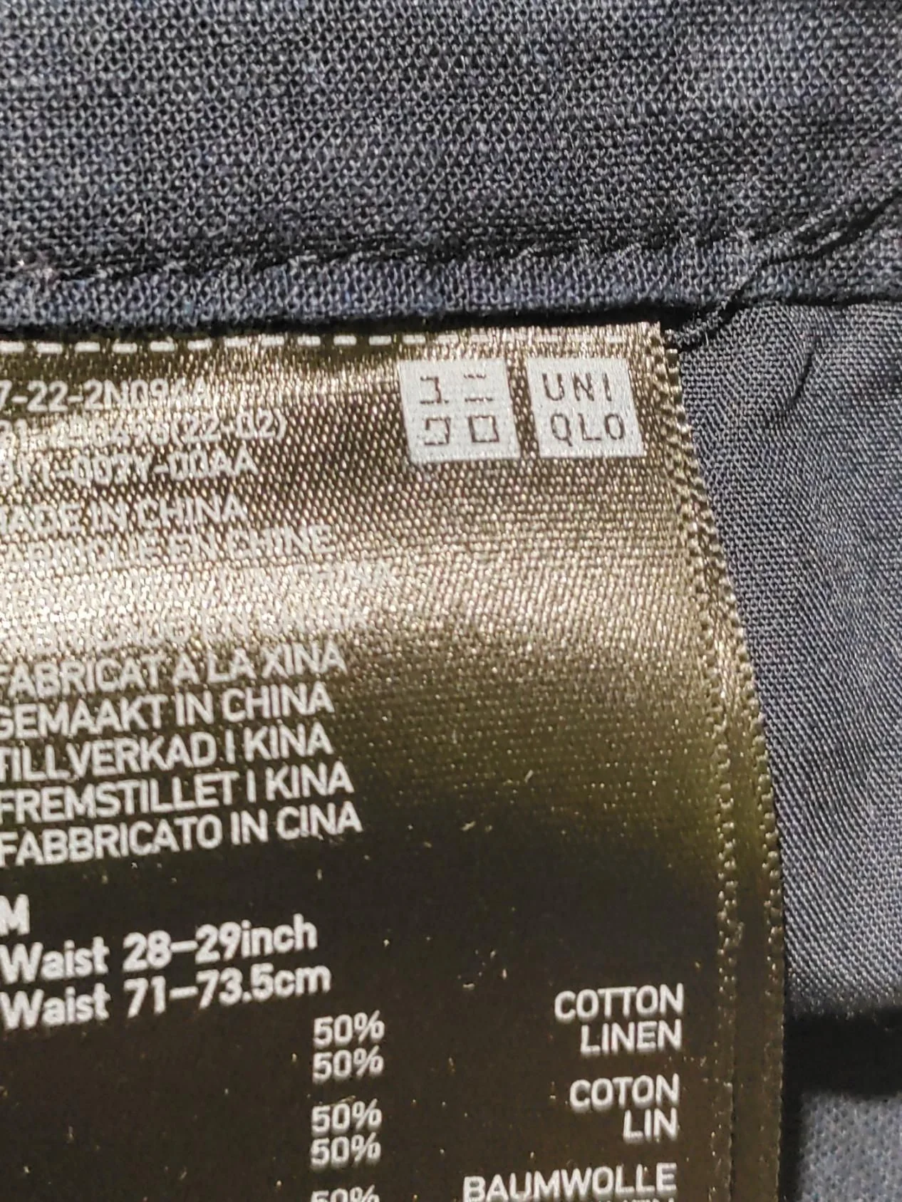 Uniqlo Men's Trousers M Blue Cotton with Linen Tapered Chino - Image 6