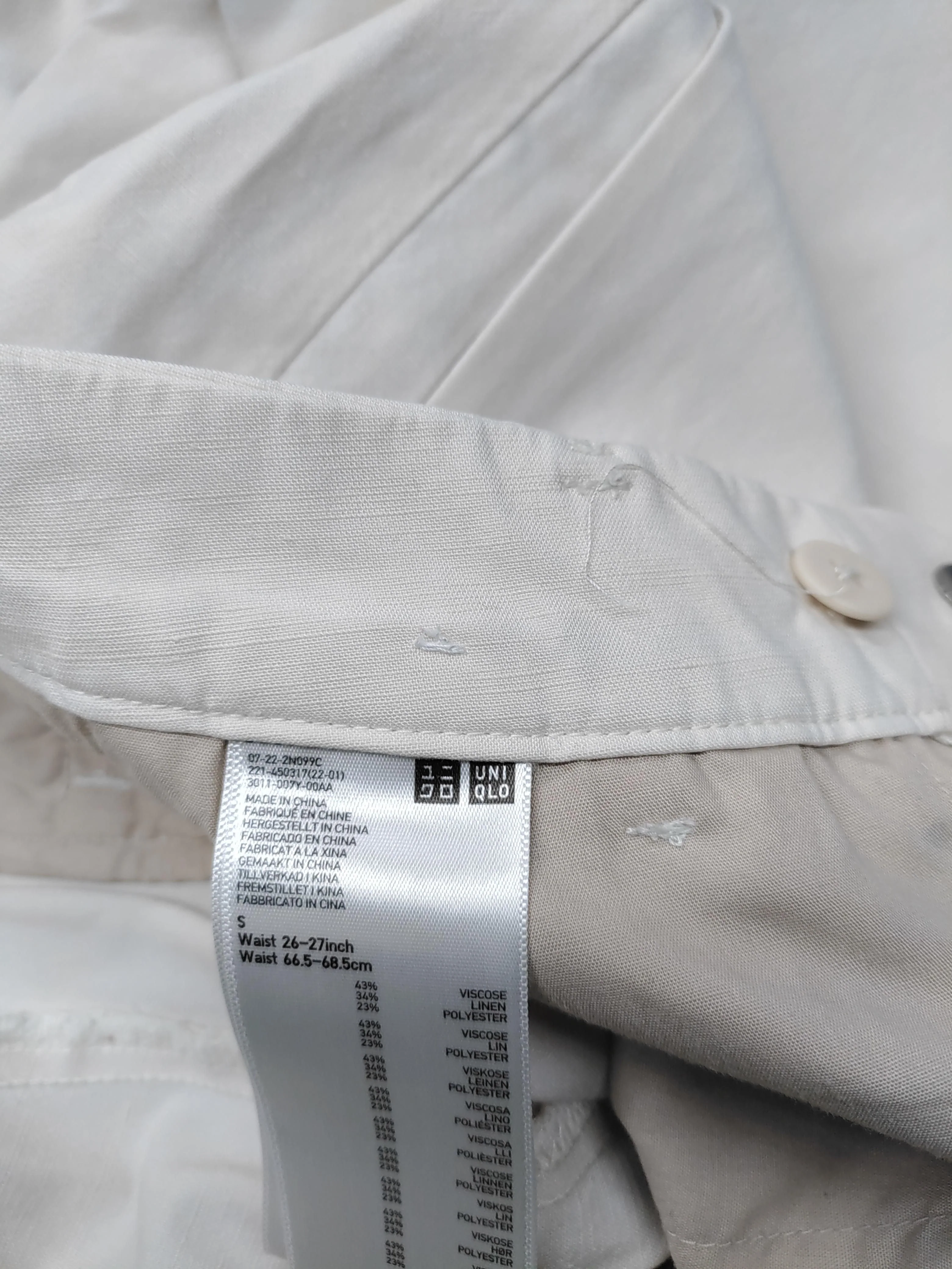 Uniqlo Men's Trousers S Cream Viscose with Linen, Polyester Wide-Leg Chino - Image 5