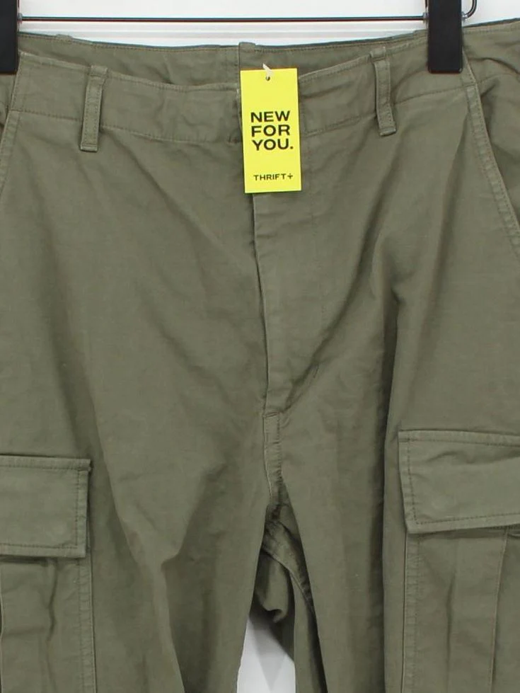 Uniqlo Men's Trousers S Green Cotton with Elastane Tapered Cargo - Image 3