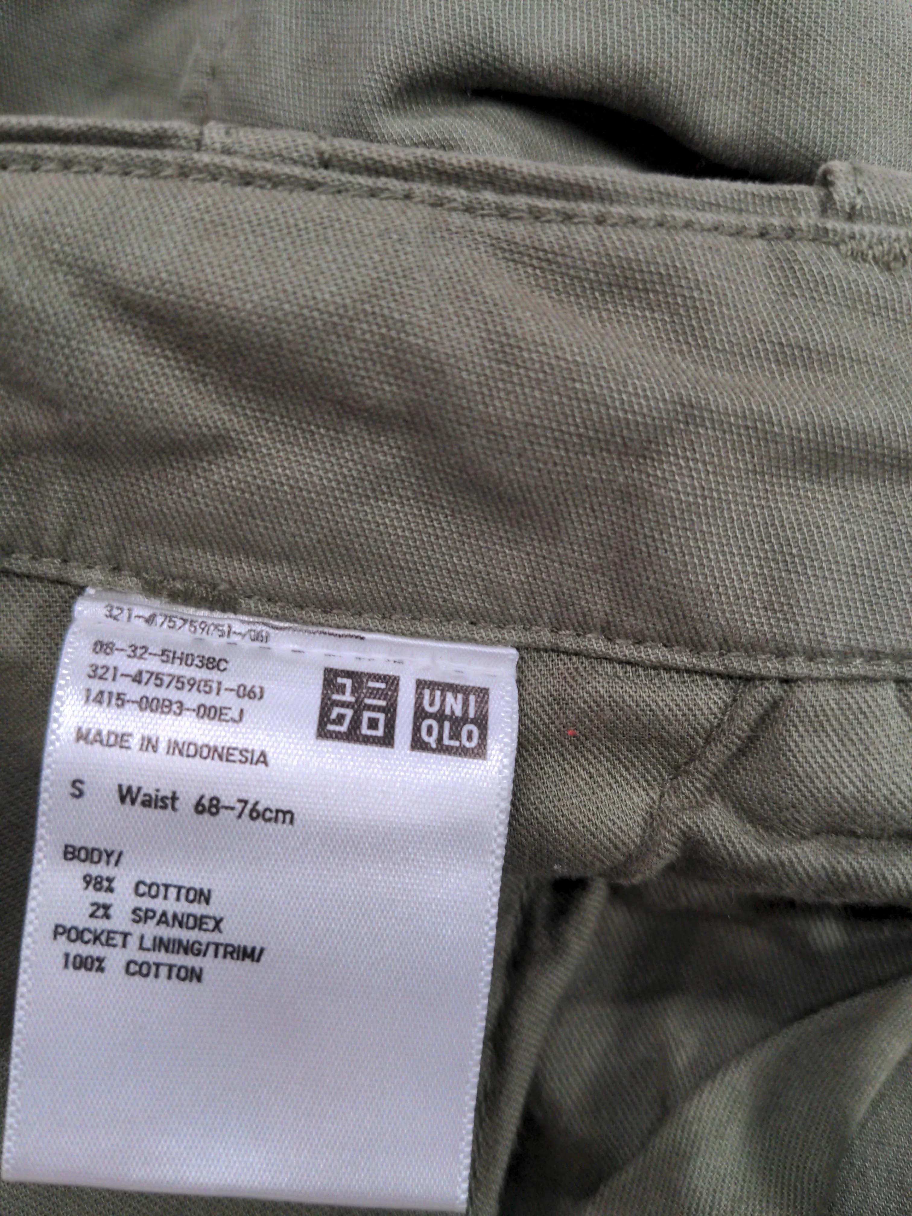 Uniqlo Men's Trousers S Green Cotton with Elastane Tapered Cargo - Image 5