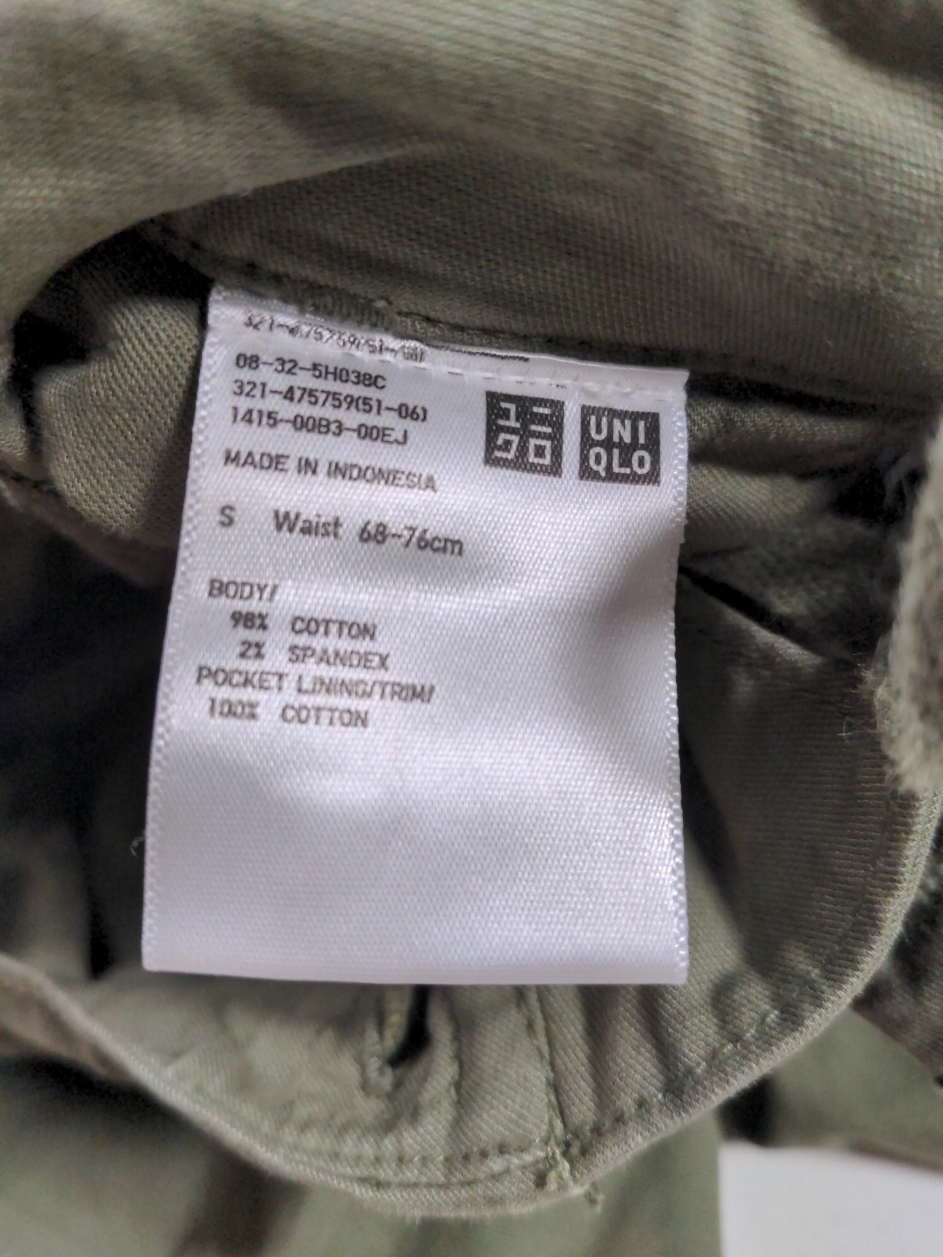 Uniqlo Men's Trousers S Green Cotton with Elastane Tapered Cargo - Image 6