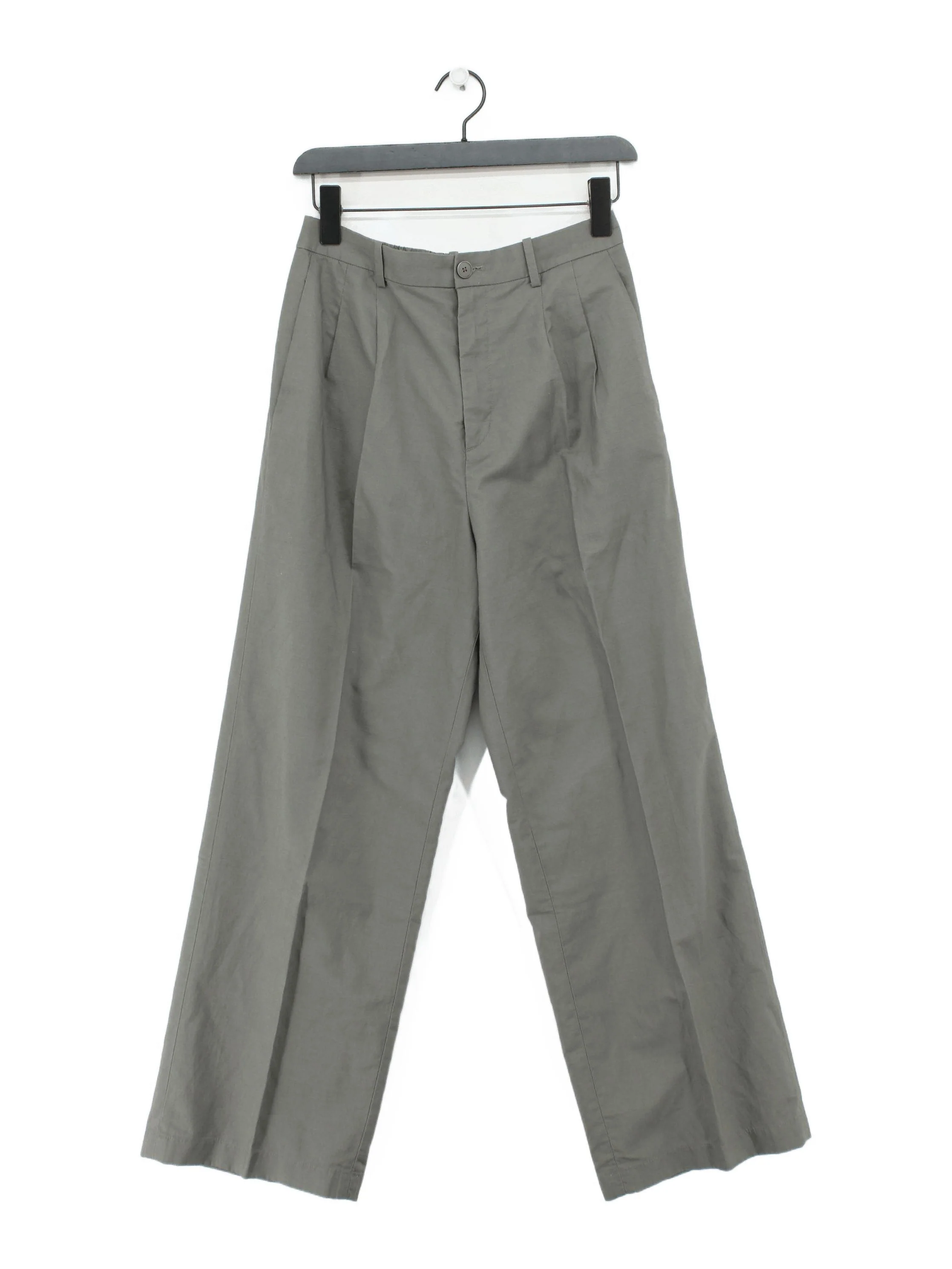 Uniqlo Men's Trousers S Grey Viscose with Linen, Polyester Wide-Leg Chino