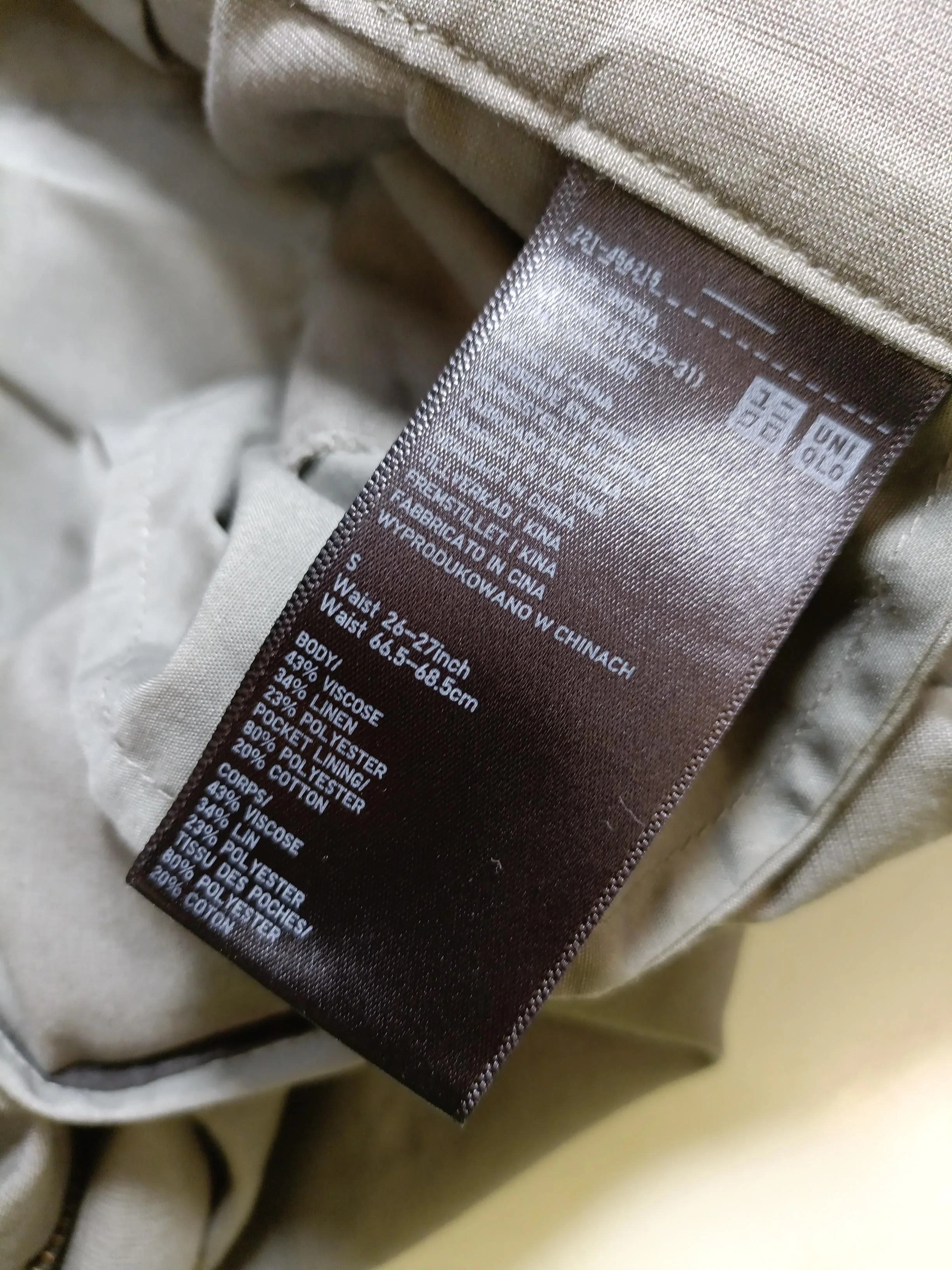 Uniqlo Men's Trousers S Grey Viscose with Linen, Polyester Wide-Leg Chino - Image 6