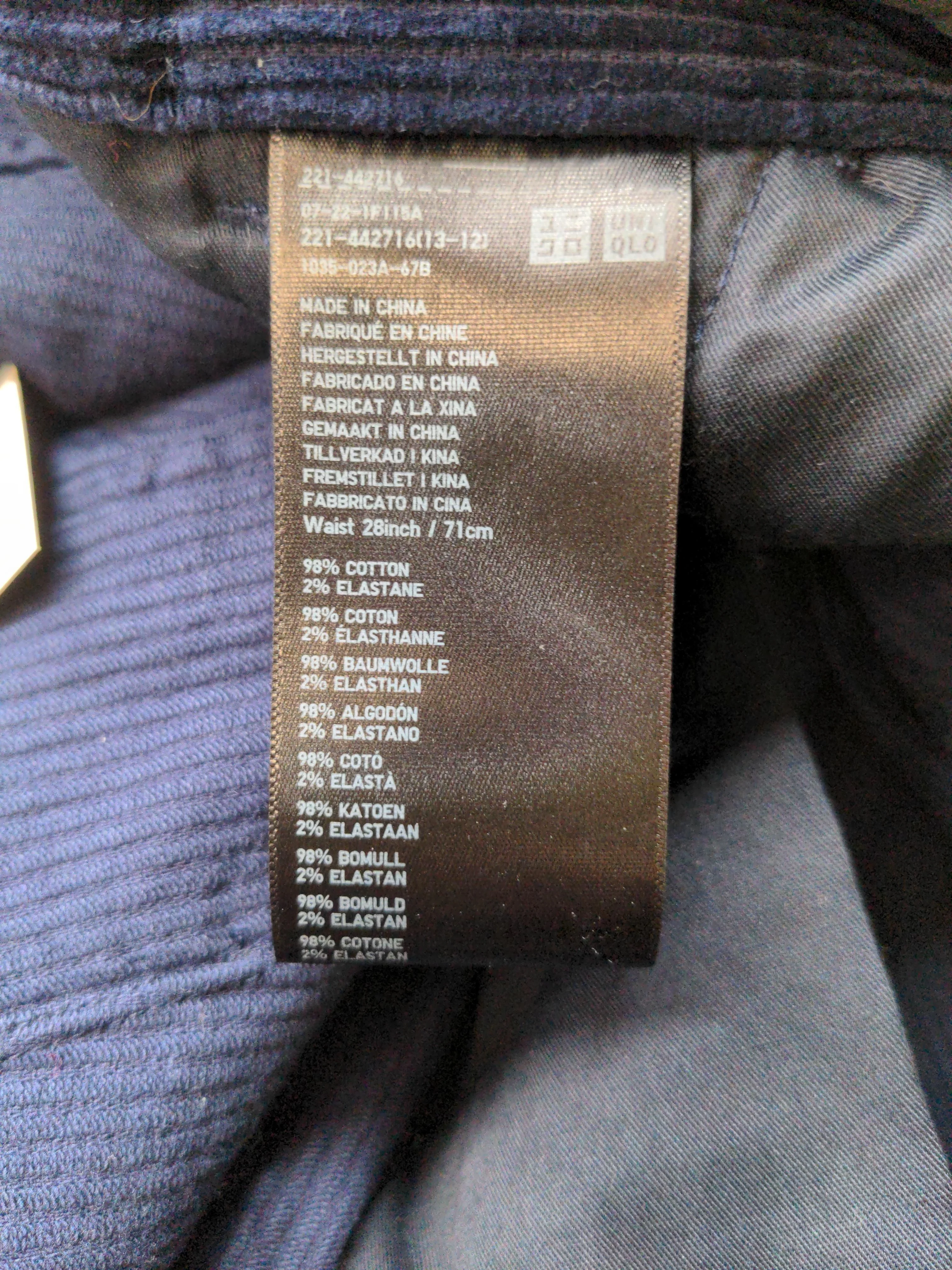 Uniqlo Men's Trousers W 28 in Blue Cotton with Elastane Straight Chino - Image 6