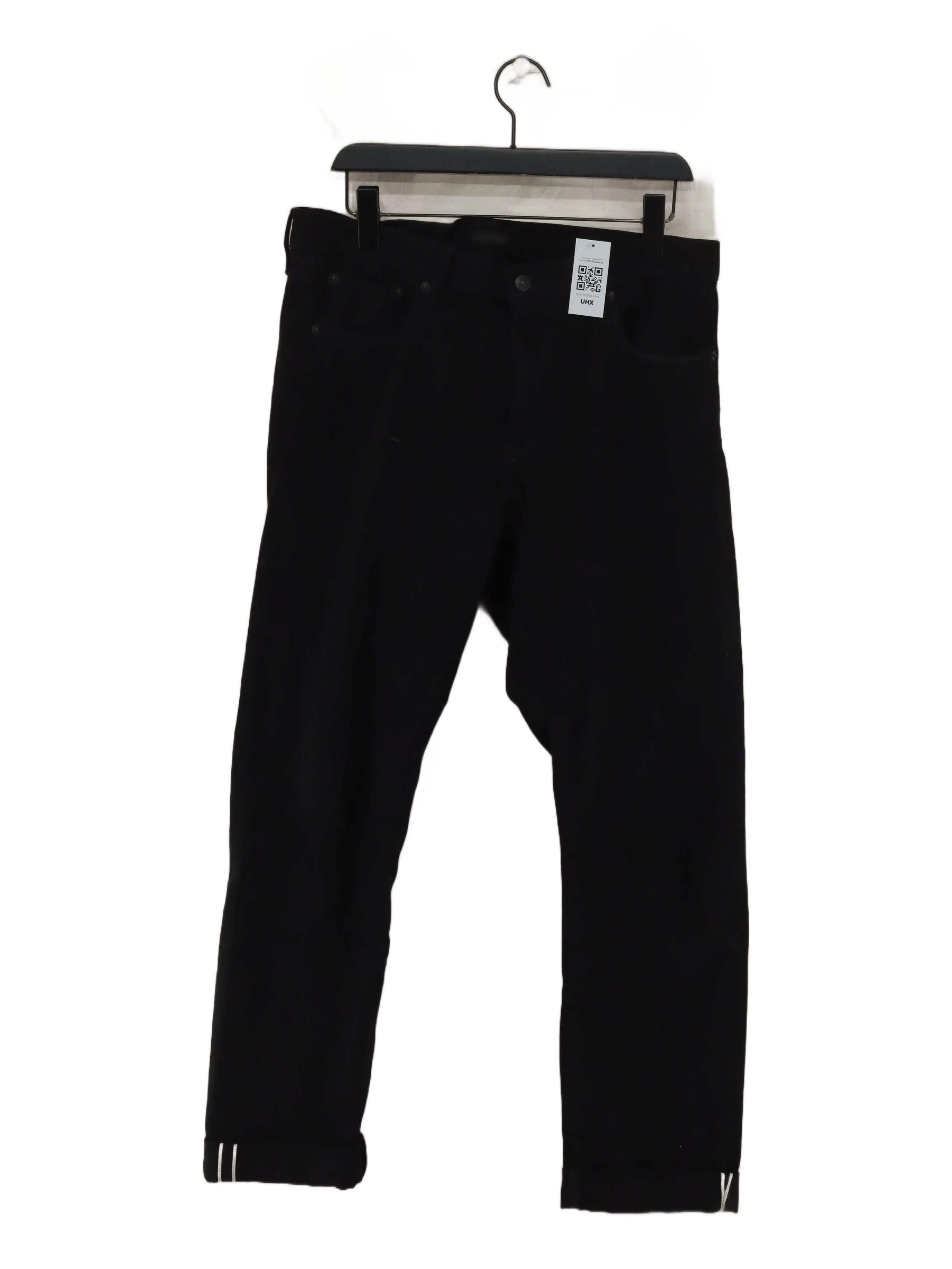 Uniqlo Men's Trousers W 33 in; L 32 in Black Cotton with Elastane Straight Chino
