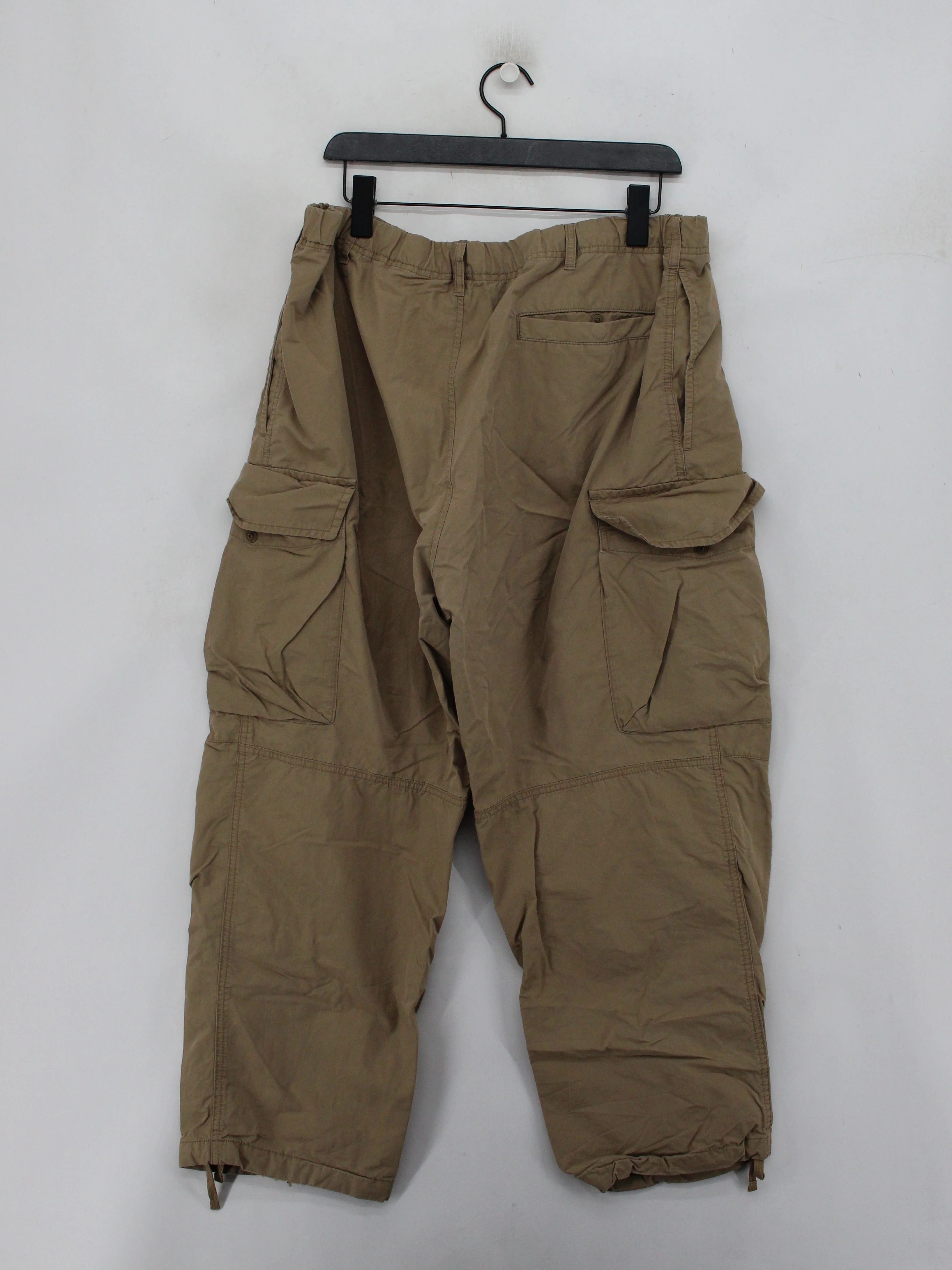 Uniqlo Men's Trousers XL Tan Cotton with Nylon, Polyester Wide-Leg Cargo - Image 2