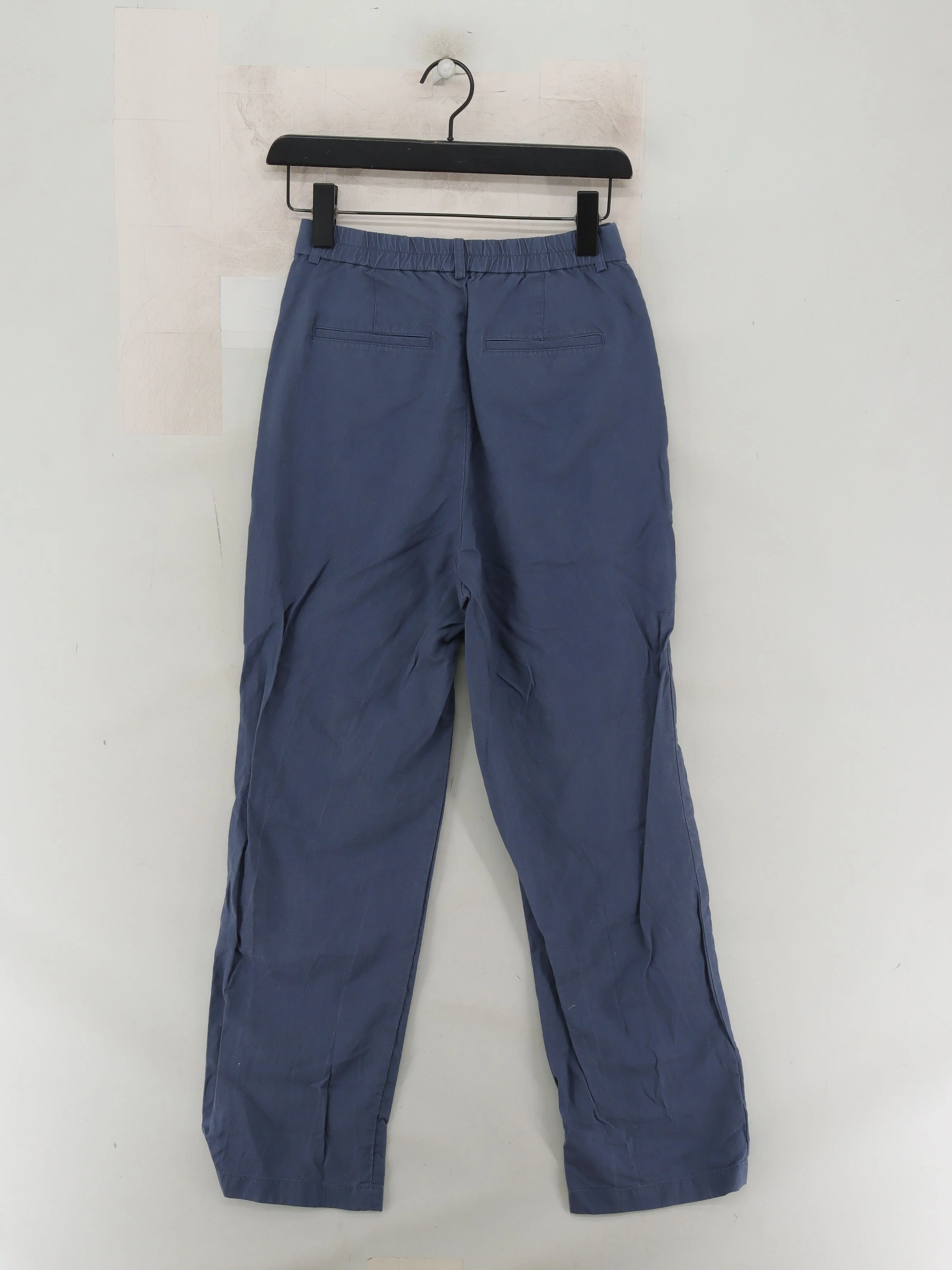 Uniqlo Men's Trousers XS Blue Viscose with Linen, Polyester Straight Chino - Image 2