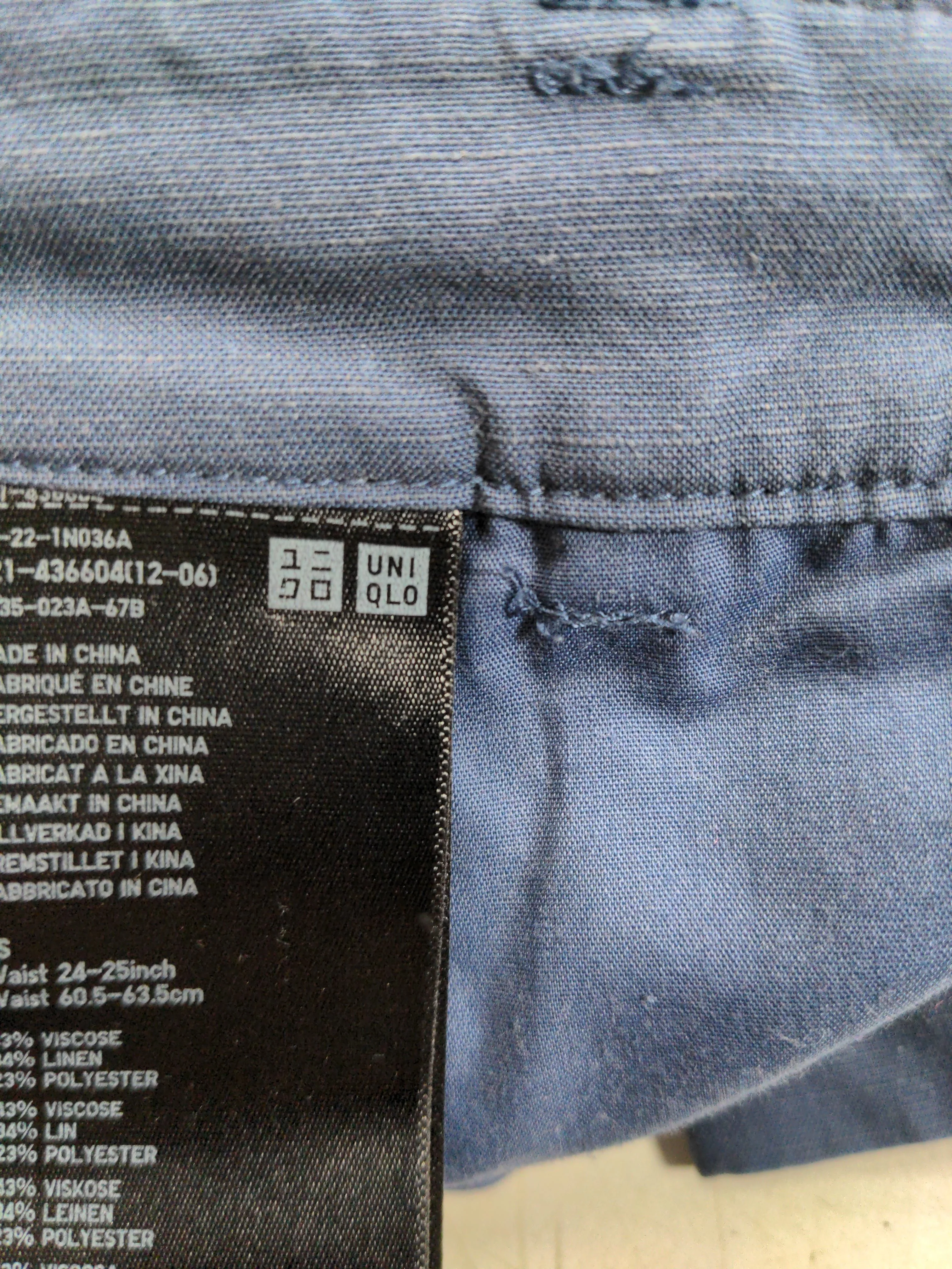 Uniqlo Men's Trousers XS Blue Viscose with Linen, Polyester Straight Chino - Image 5