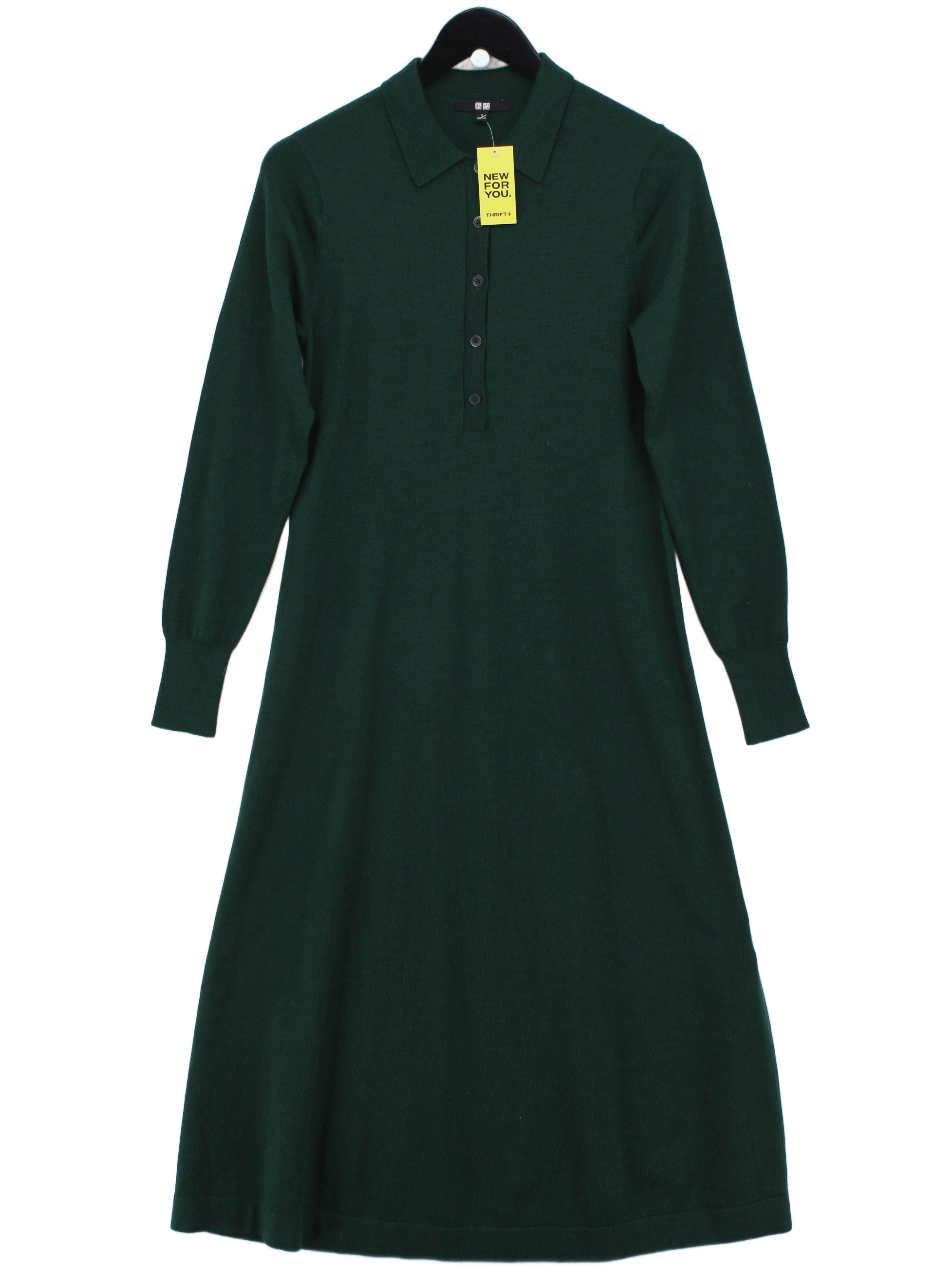 Uniqlo Shirt Midi Dress S in Green