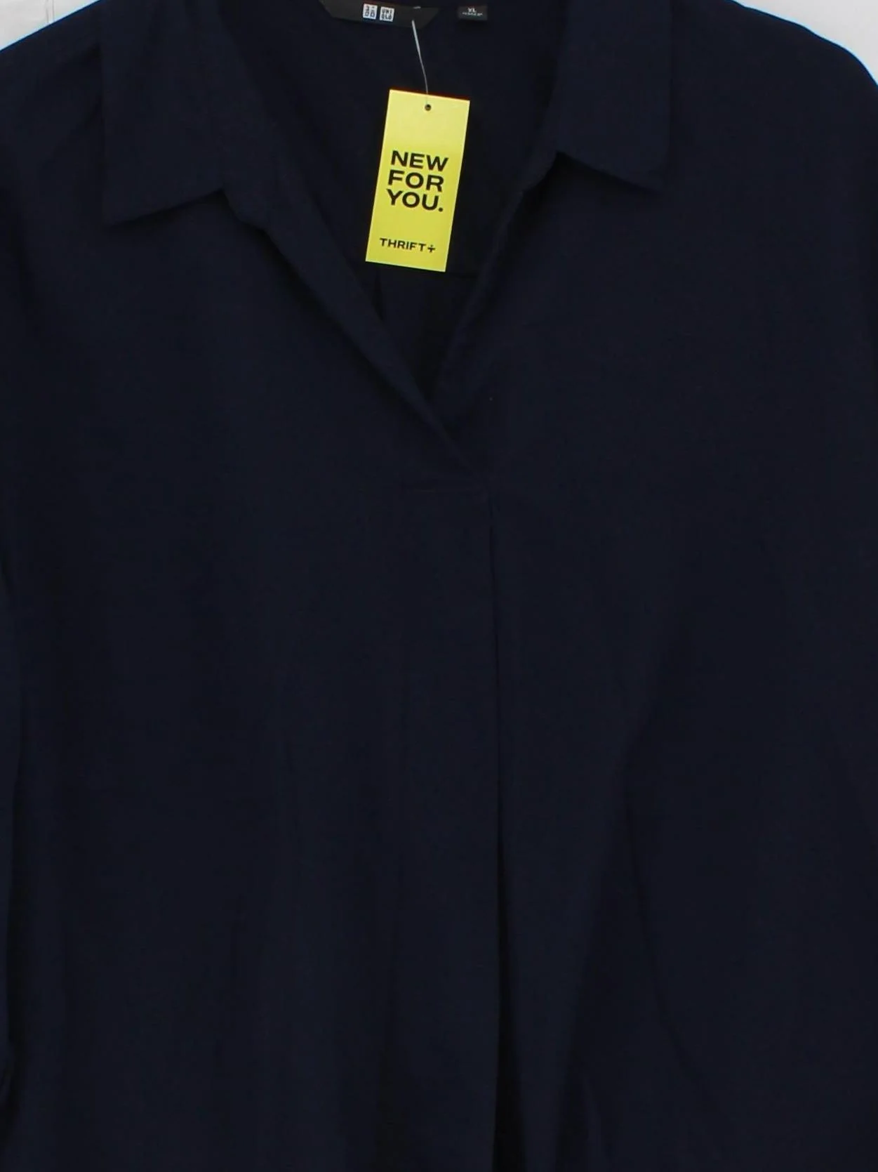 Uniqlo Women's Blouse XL Blue Viscose with Polyester 3/4 Sleeve Collared Basic - Image 3