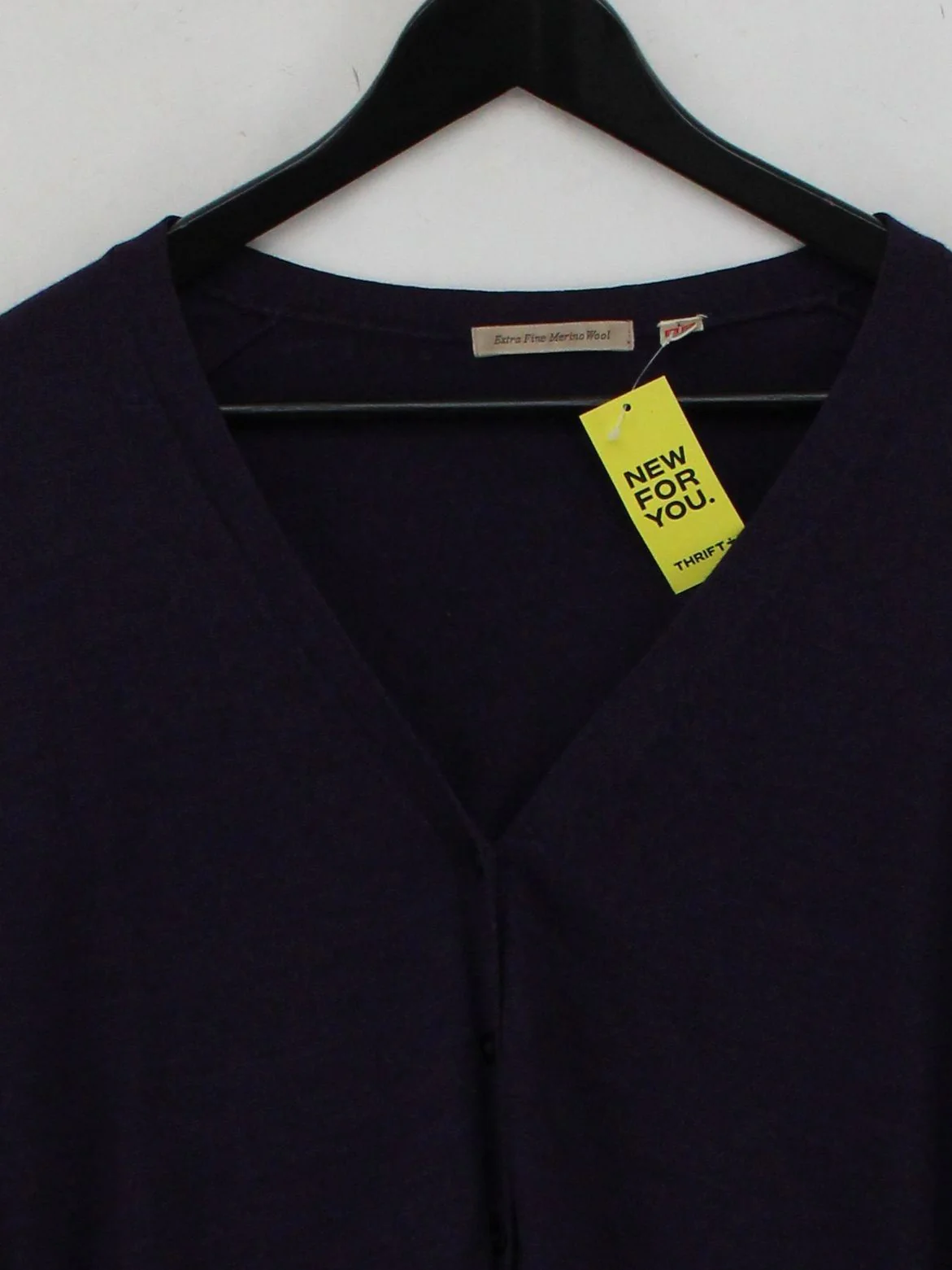 Uniqlo Women's Cardigan L Blue 100% Wool V-Neck Cardigan - Image 3