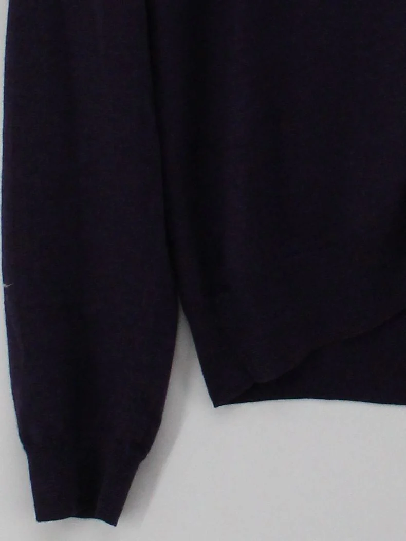Uniqlo Women's Cardigan L Blue 100% Wool V-Neck Cardigan - Image 4