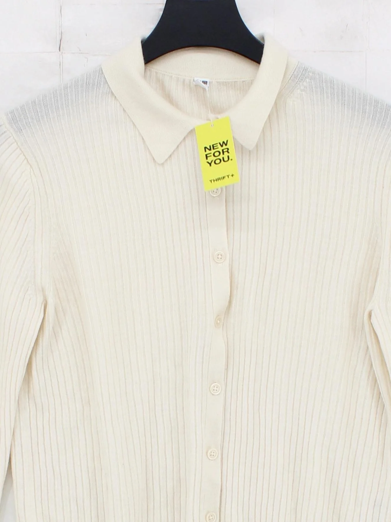 Uniqlo Women's Cardigan M Cream 100% Other Collared Cardigan - Image 3