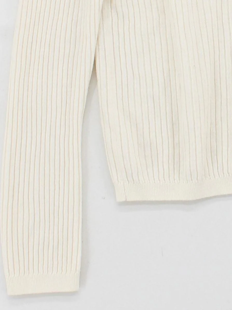 Uniqlo Women's Cardigan M Cream 100% Other Collared Cardigan - Image 4