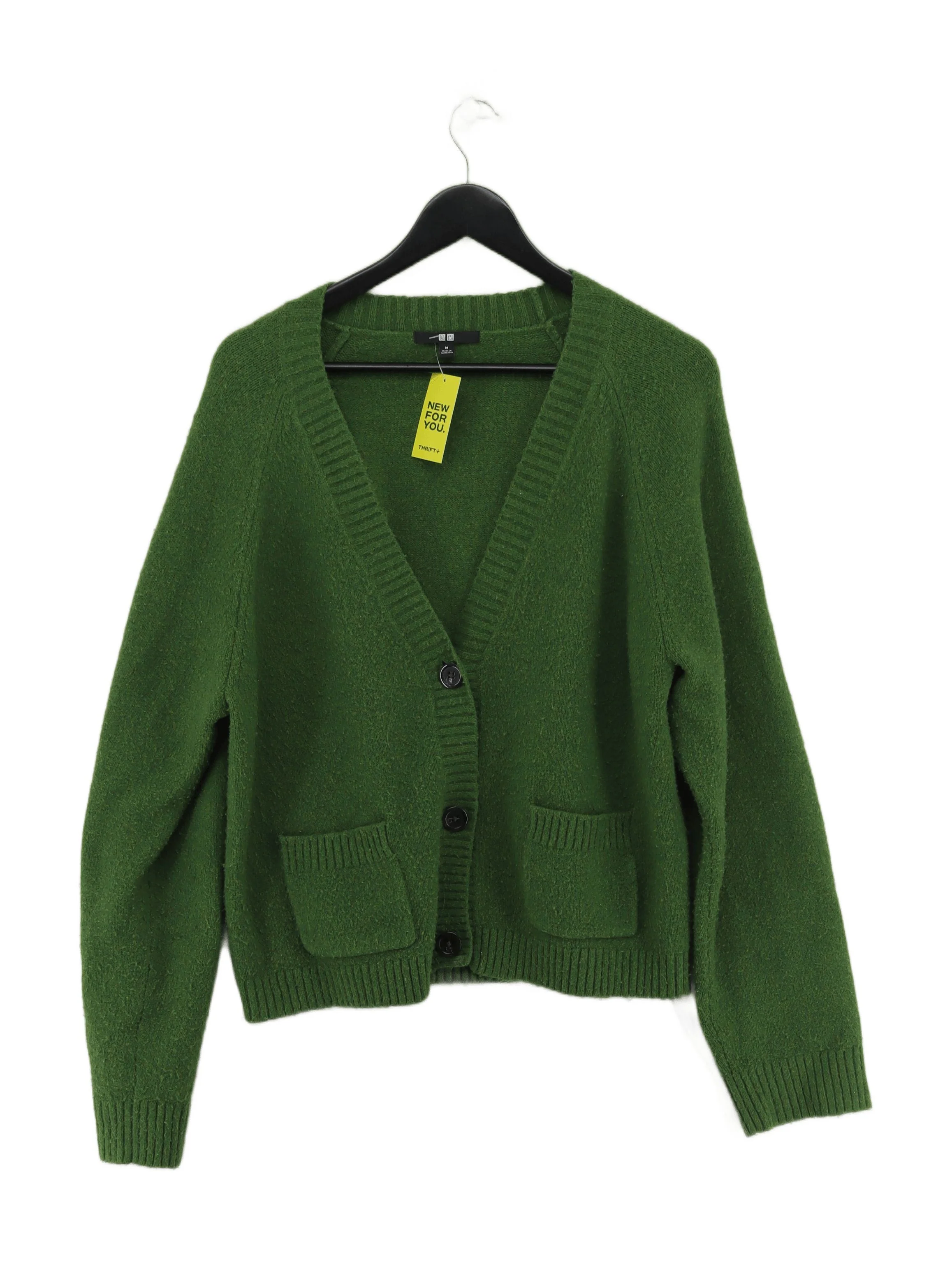 Uniqlo Women's Cardigan M Green Acrylic with Polyamide, Wool, Elastane Cardigan