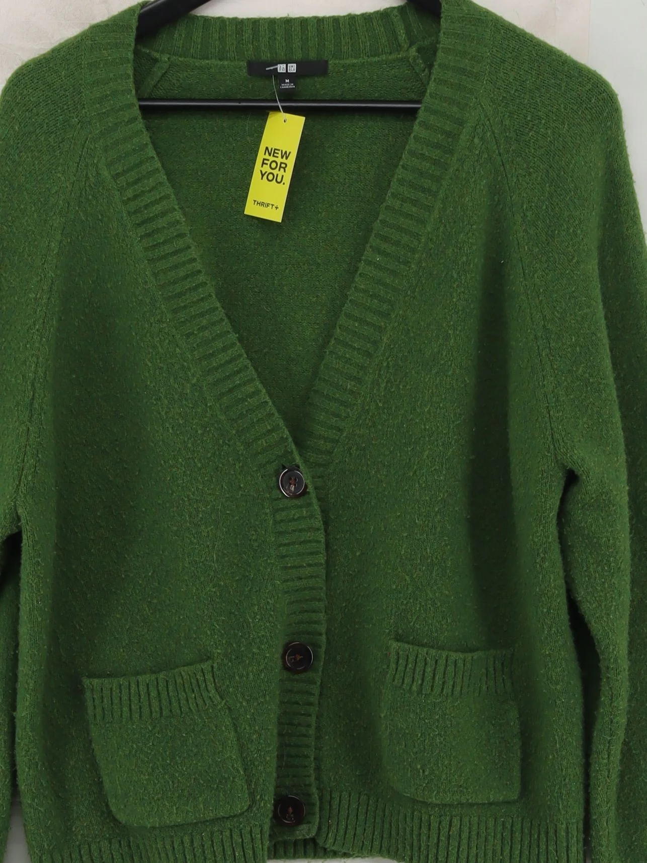 Uniqlo Women's Cardigan M Green Acrylic with Polyamide, Wool, Elastane Cardigan - Image 3