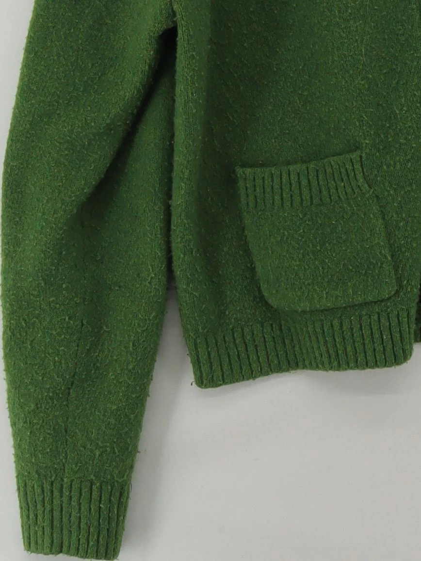 Uniqlo Women's Cardigan M Green Acrylic with Polyamide, Wool, Elastane Cardigan - Image 4