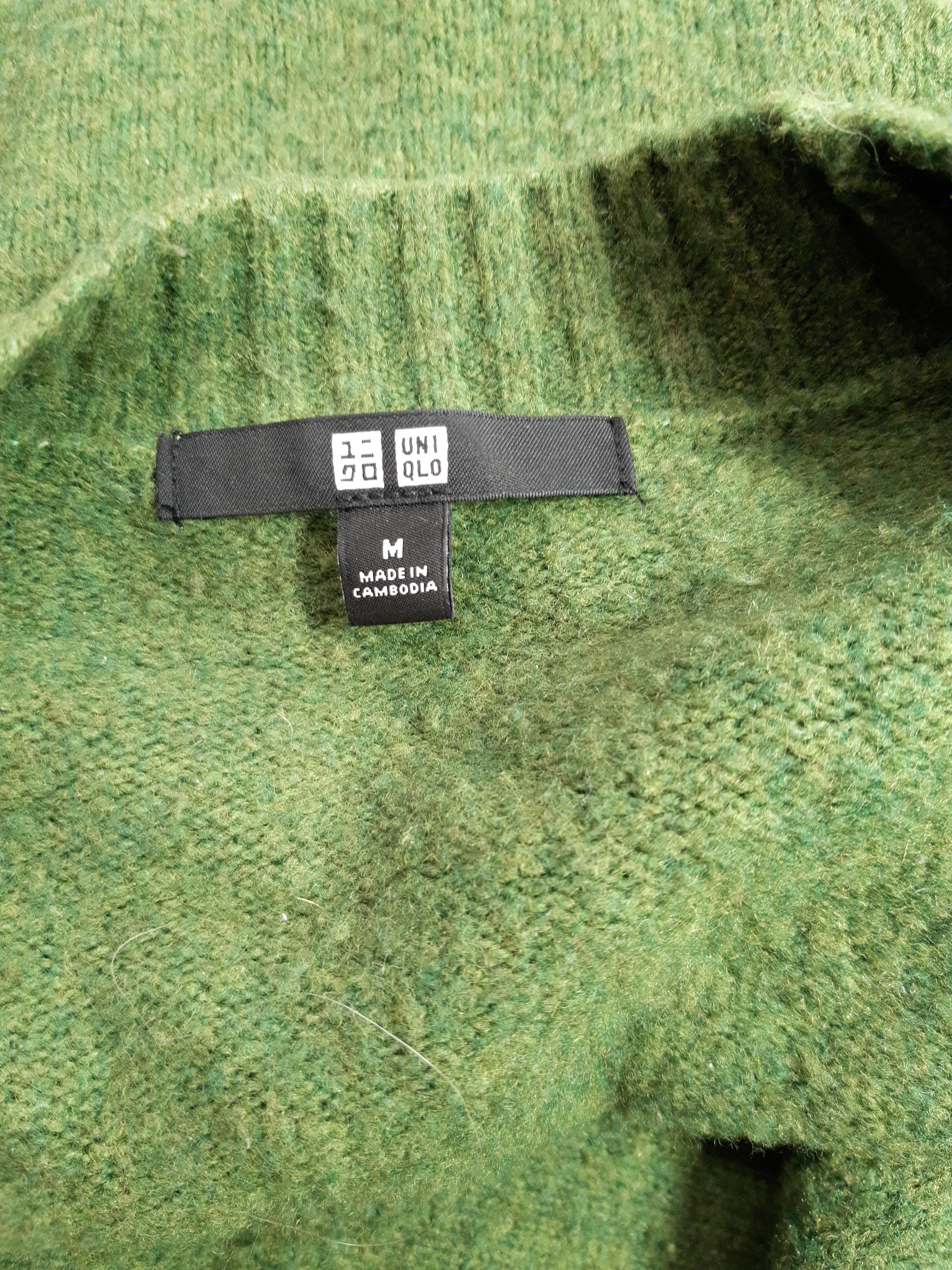 Uniqlo Women's Cardigan M Green Acrylic with Polyamide, Wool, Elastane Cardigan - Image 6
