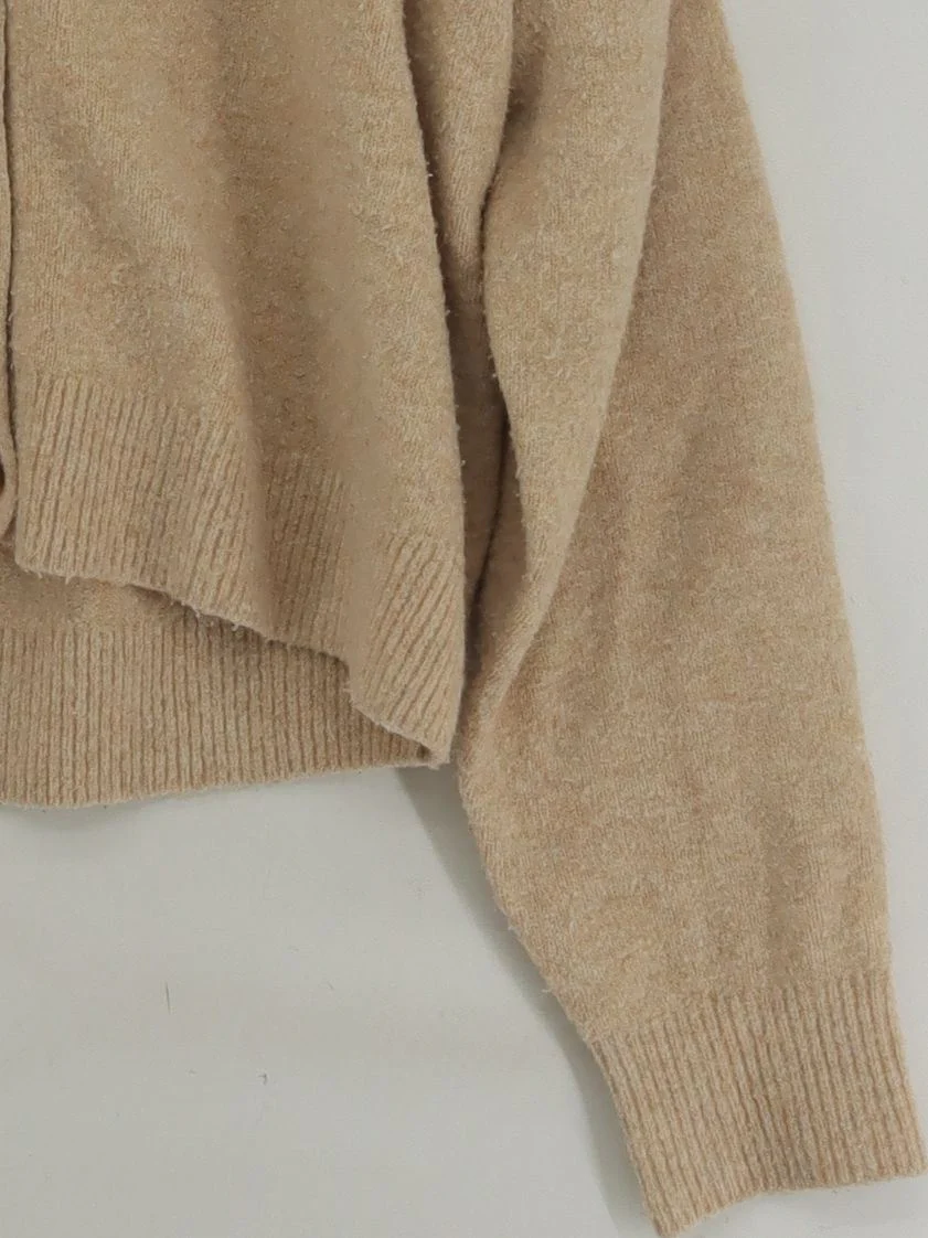 Uniqlo Women's Cardigan M Tan Acrylic with Polyamide, Elastane V-Neck Cardigan - Image 4