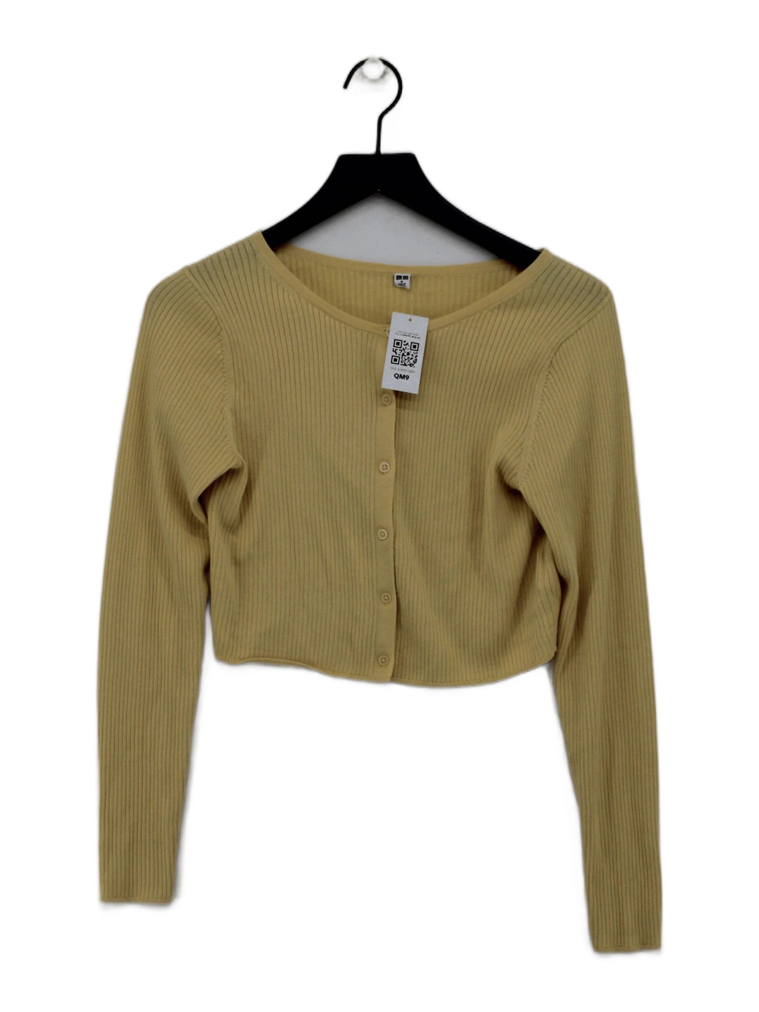 Uniqlo Women's Cardigan M Yellow 100% Cotton Round Neck Cardigan