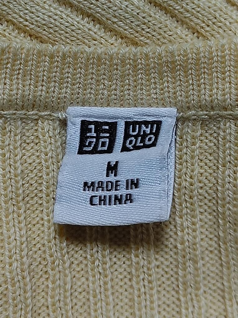 Uniqlo Women's Cardigan M Yellow 100% Cotton Round Neck Cardigan - Image 5