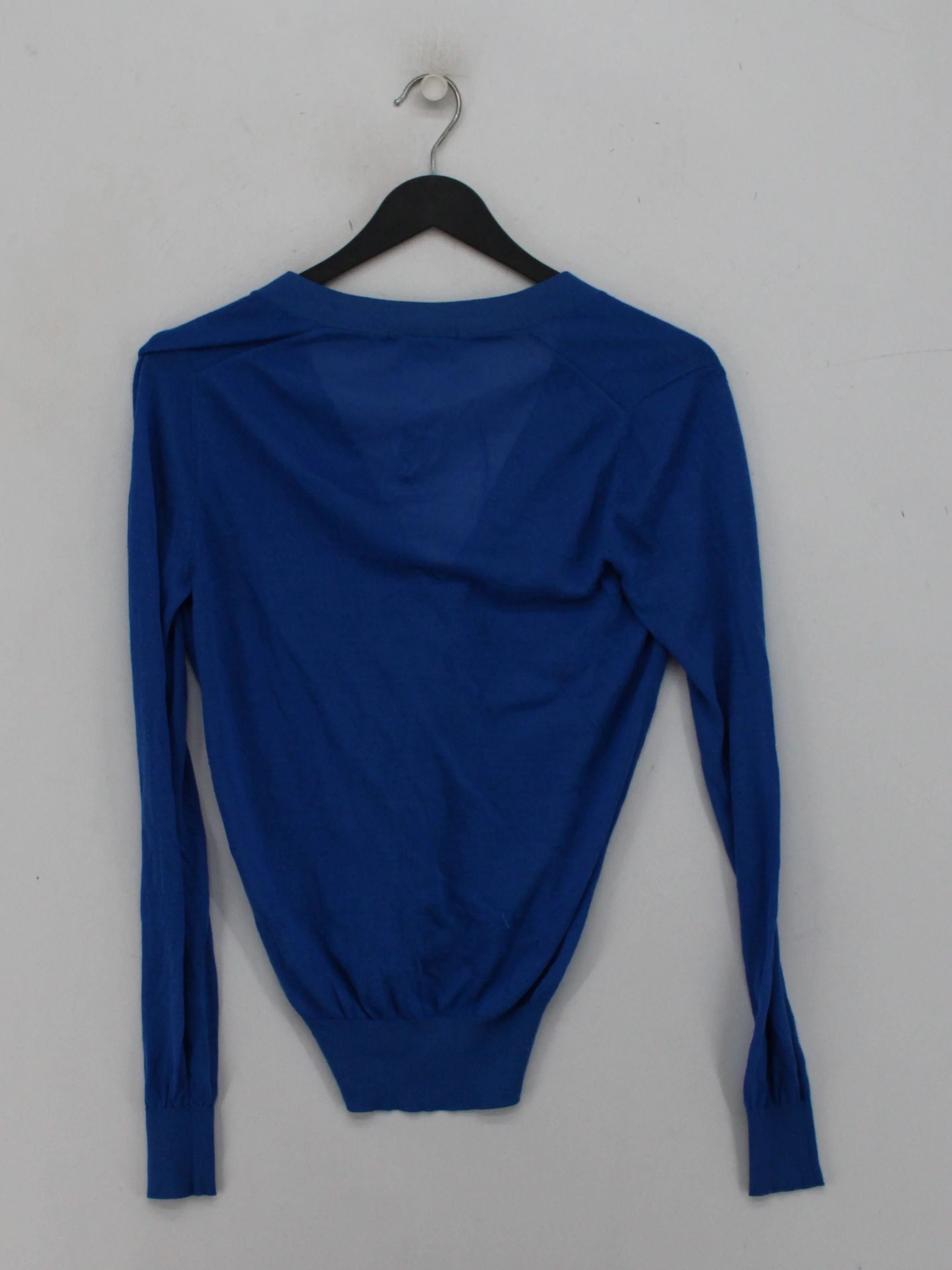 Uniqlo Women's Cardigan S Blue Viscose with Acetate V-Neck Cardigan - Image 2