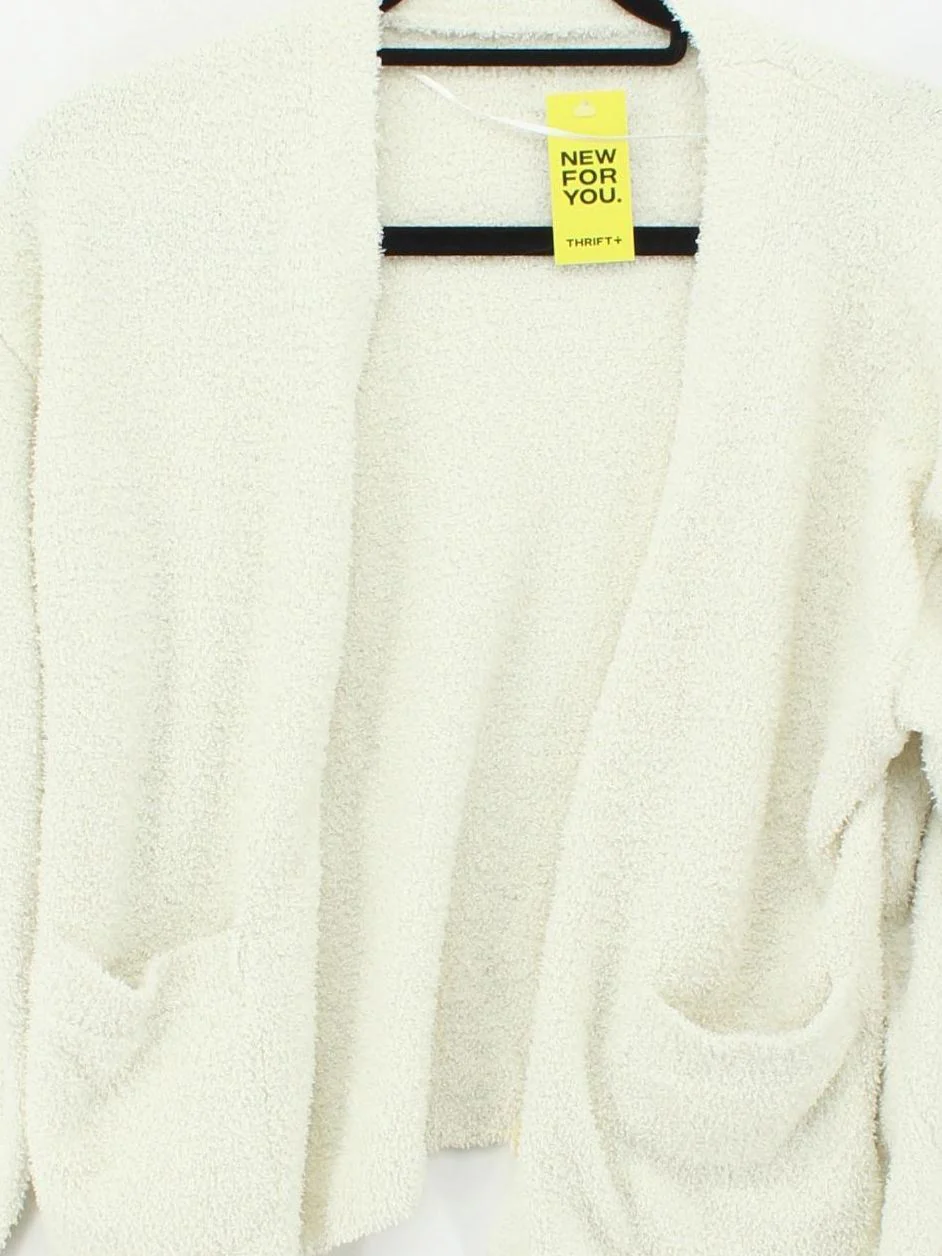 Uniqlo Women's Cardigan S Cream 100% Polyester V-Neck Cardigan - Image 3