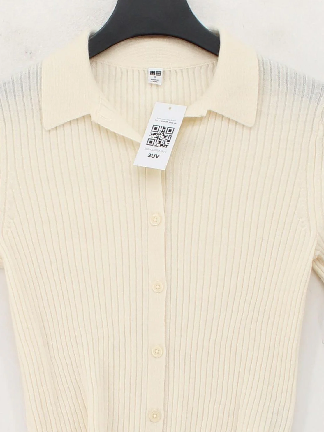 Uniqlo Women's Cardigan S Cream 100% Wool Collared Cardigan - Image 3