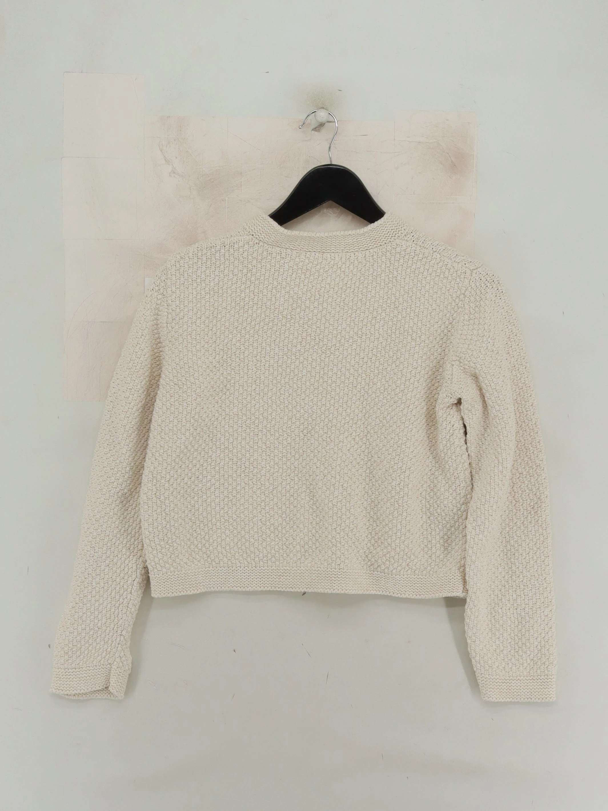 Uniqlo Women's Cardigan S Cream Cotton with Acrylic Round Neck Cardigan - Image 2