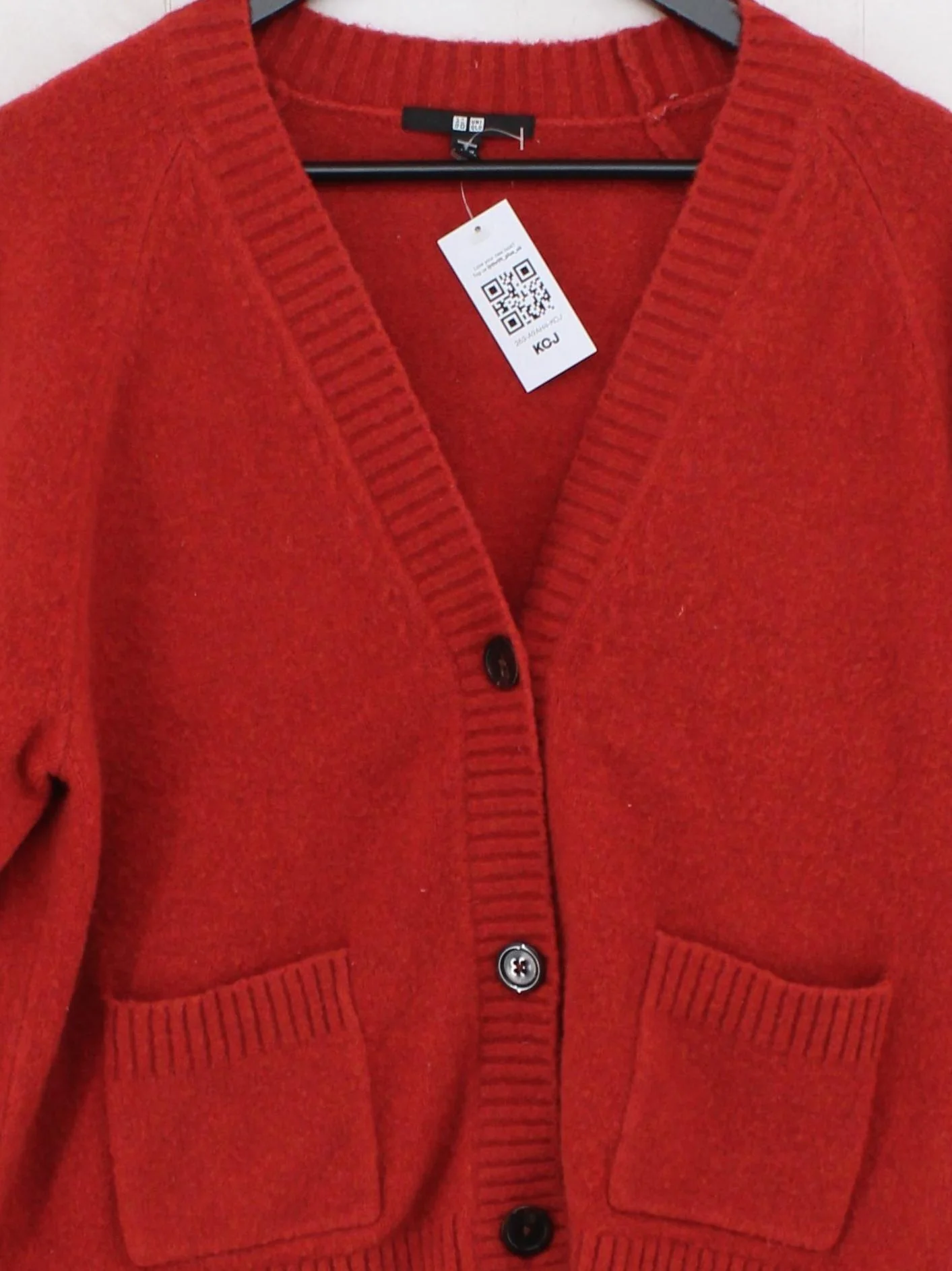 Uniqlo Women's Cardigan S Red Acrylic with Polyamide, Wool, Elastane Cardigan - Image 3