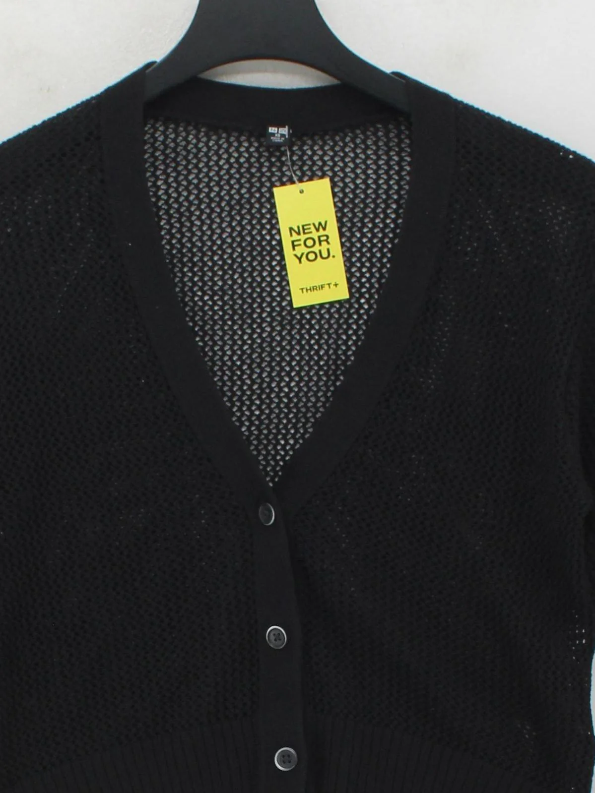 Uniqlo Women's Cardigan XS Black 100% Cotton V-Neck Cardigan - Image 3