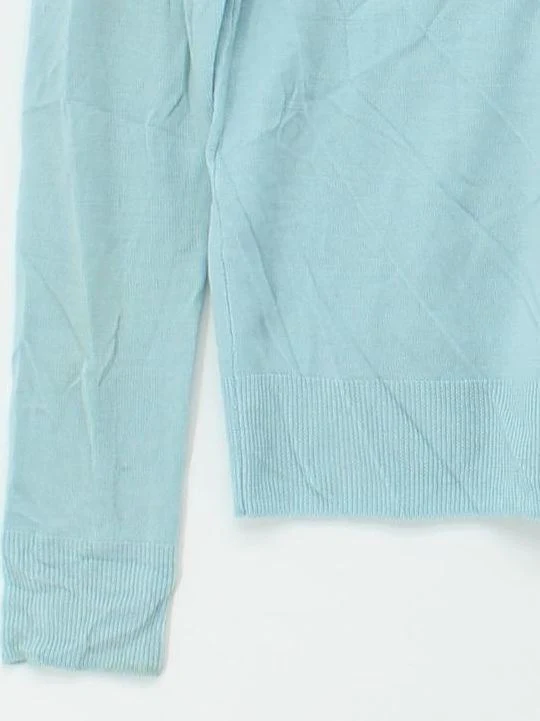 Uniqlo Women's Cardigan XS Blue 100% Wool Round Neck Cardigan - Image 4