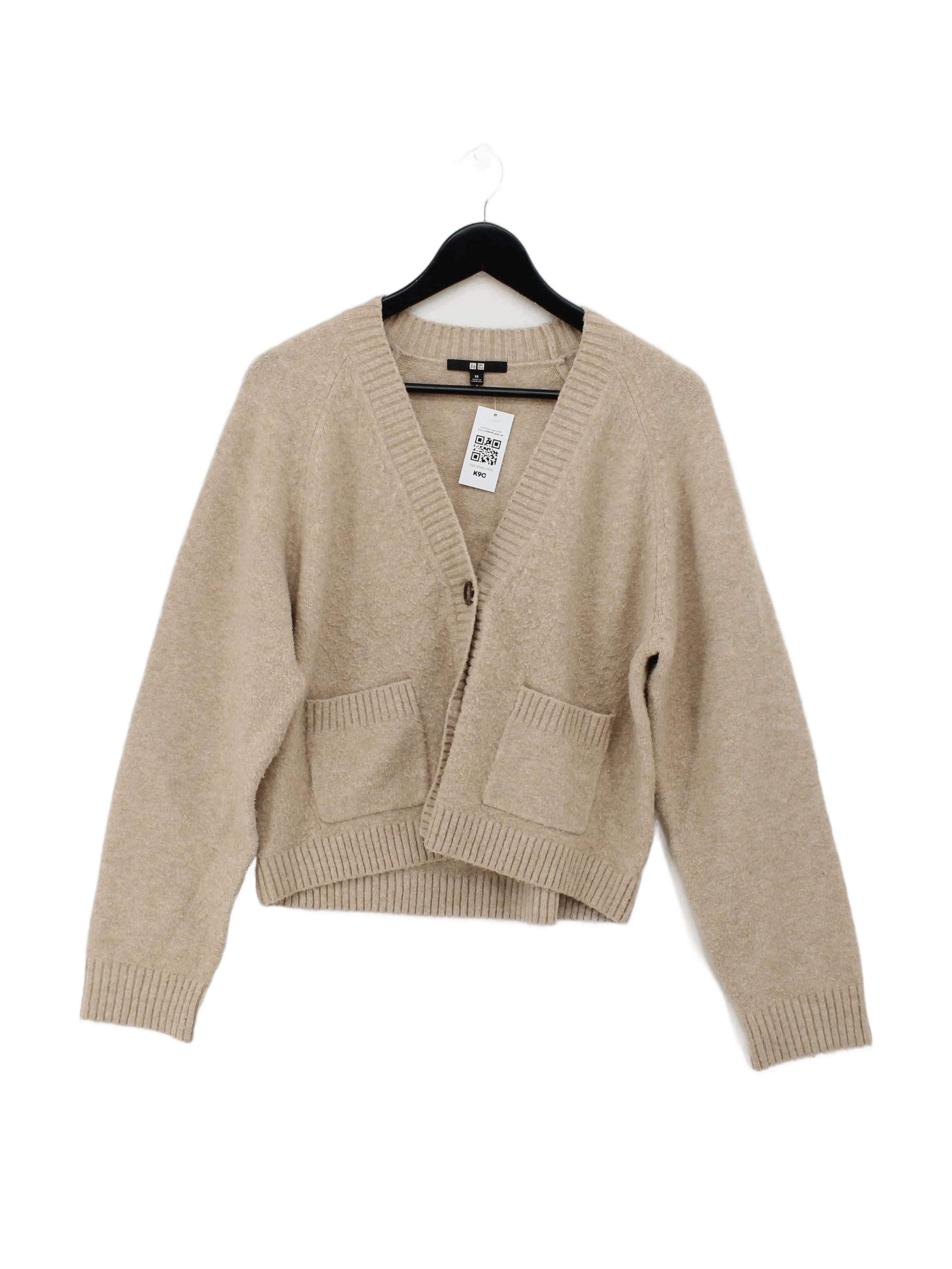 Uniqlo Women's Cardigan XS Tan Acrylic with Polyamide, Wool, Elastane Cardigan