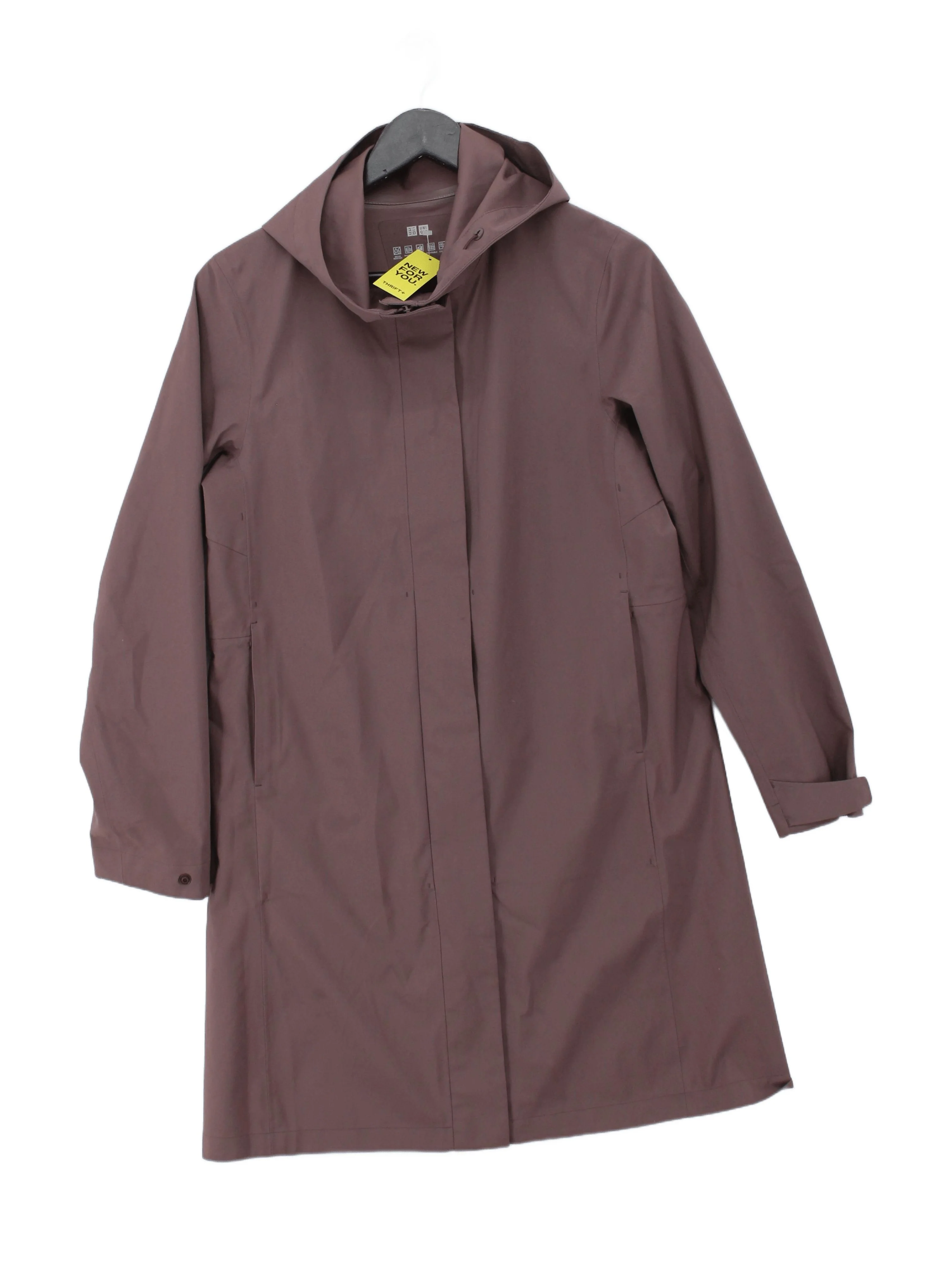 Uniqlo Women's Coat S Brown 100% Polyester Rain Coat