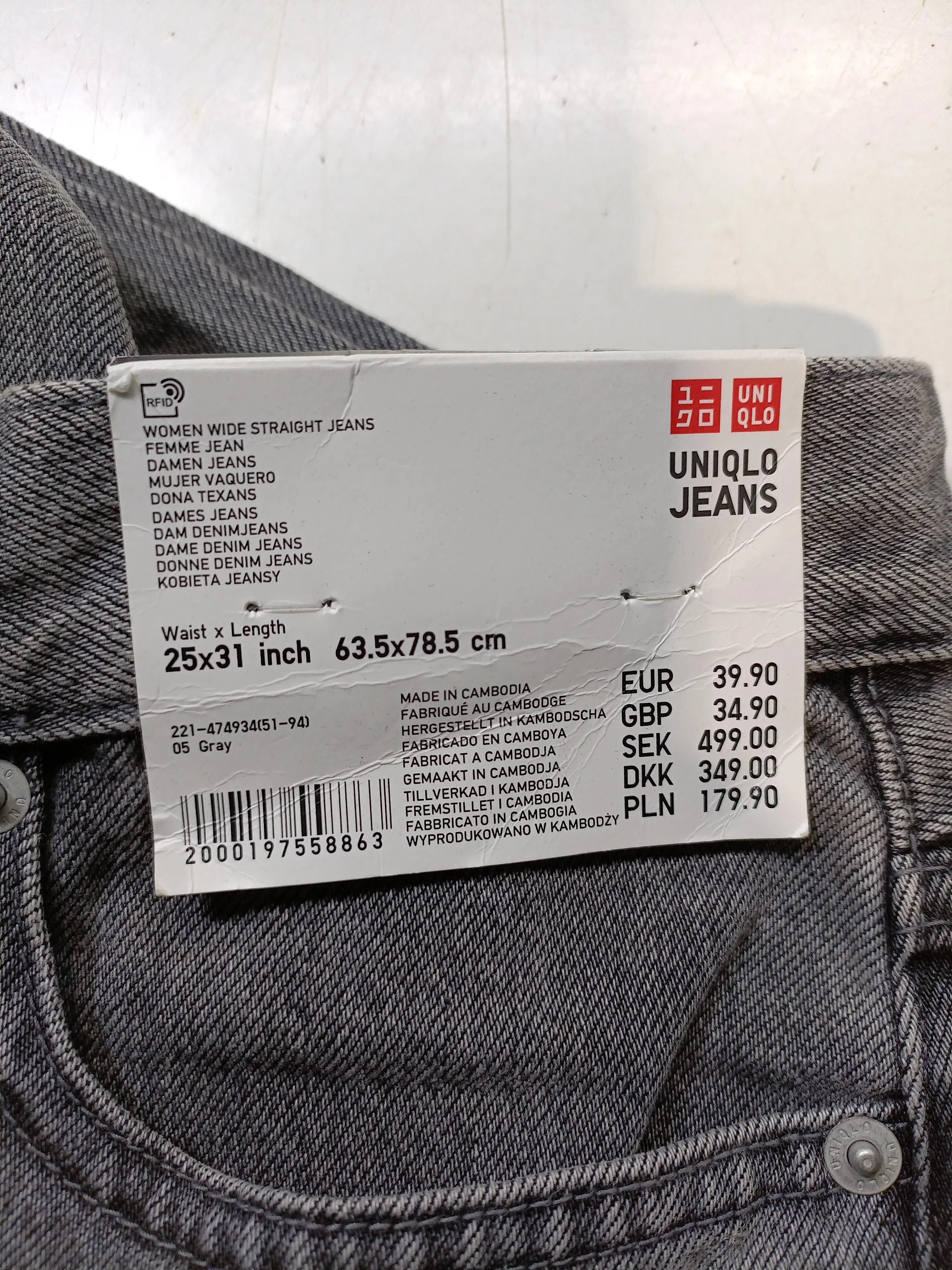 Uniqlo Women's Jeans W 25 in Grey Cotton with Polyester, Cotton Wide-Leg - Image 5