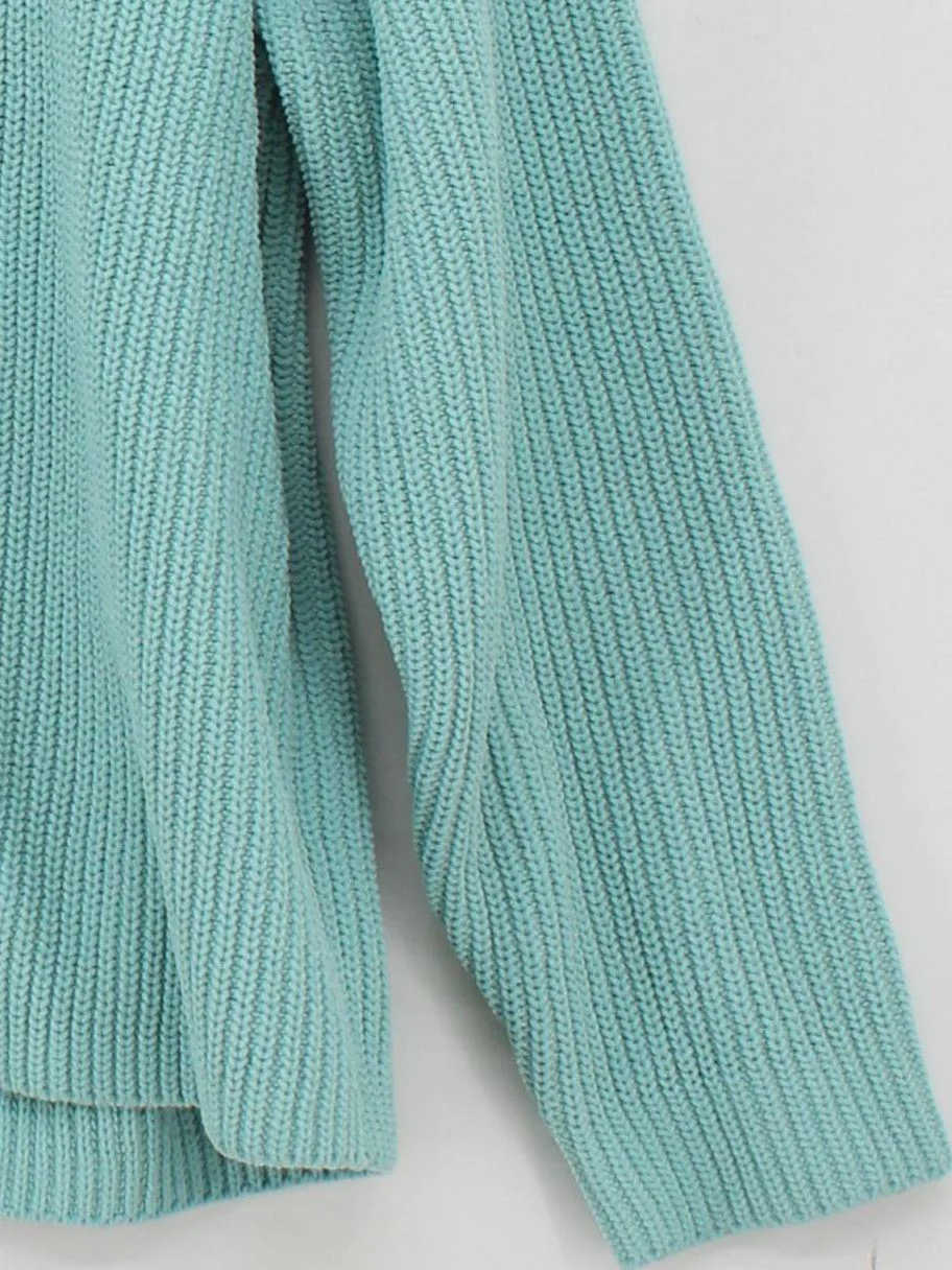 Uniqlo Women's Jumper L Blue 100% Other Crew Neck Pullover - Image 4