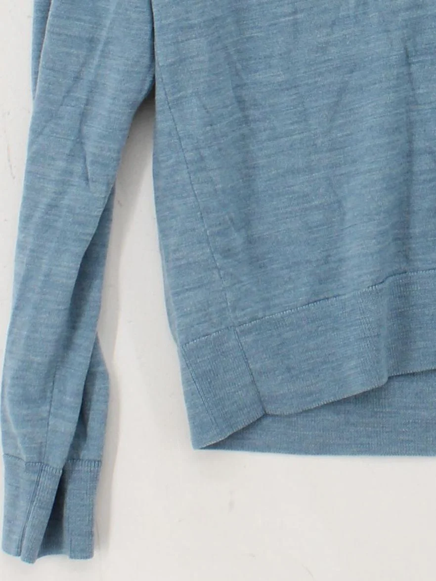 Uniqlo Women's Jumper L Blue 100% Wool V-Neck Pullover - Image 4