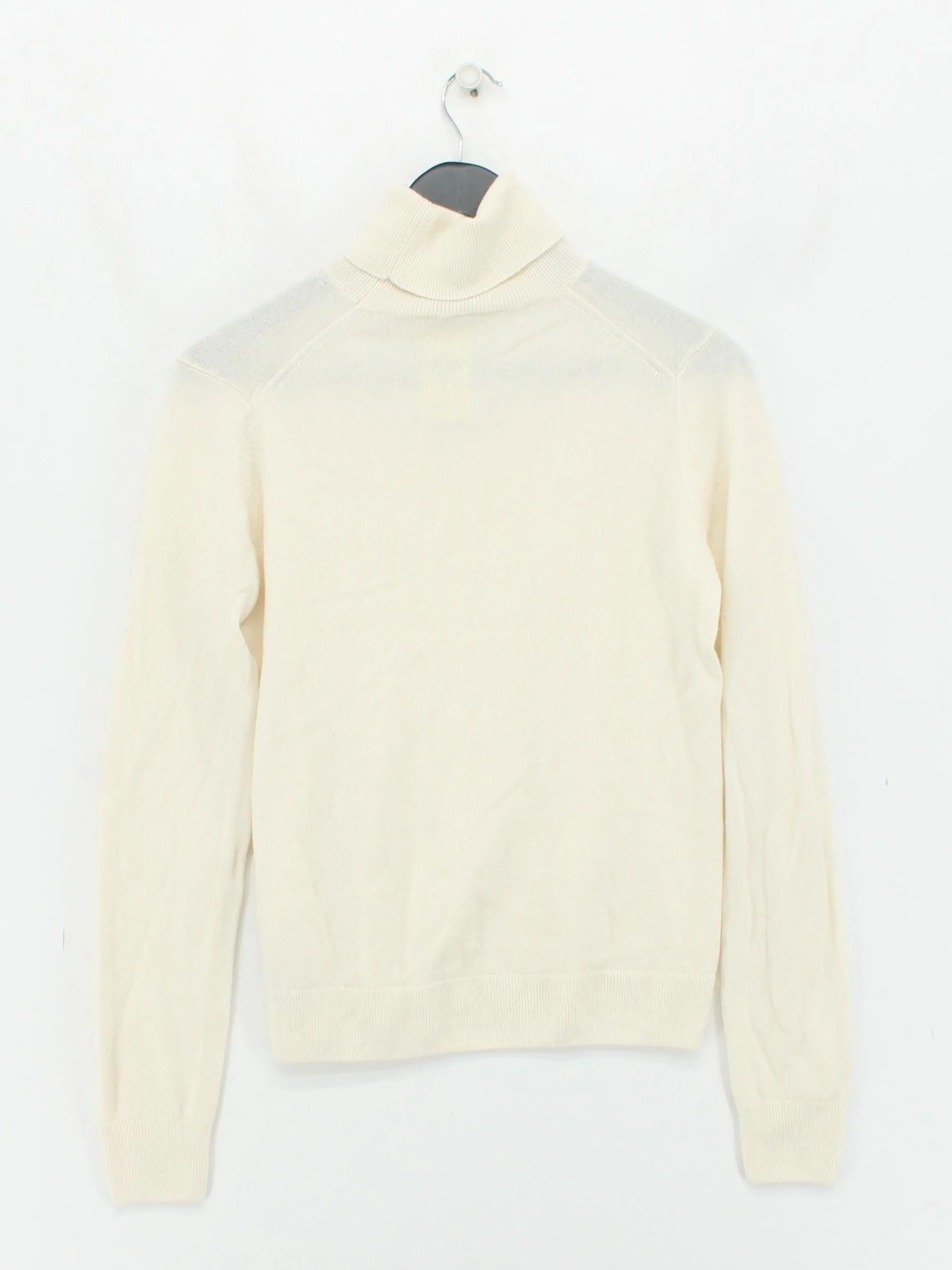 Uniqlo Women's Jumper M Cream 100% Cashmere Roll Neck Pullover - Image 2