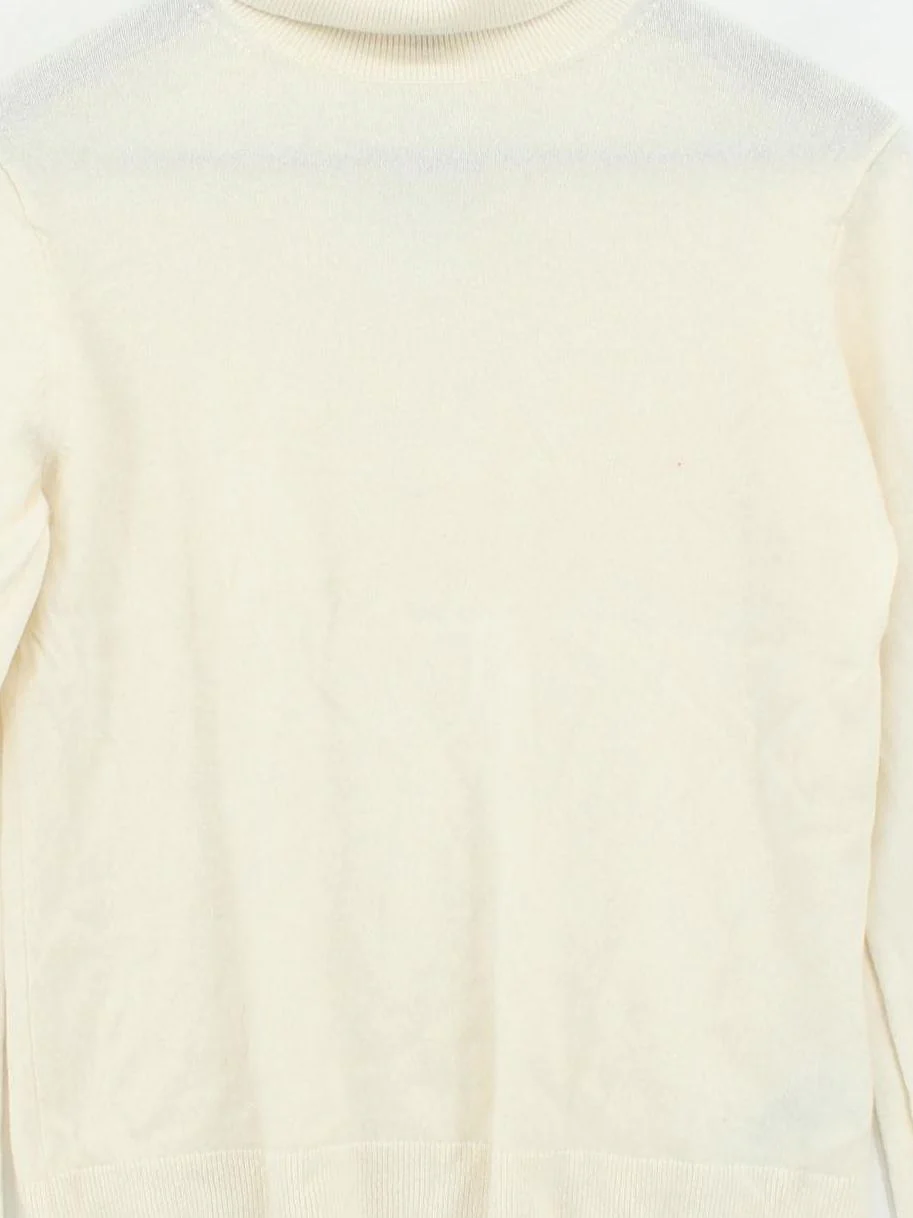 Uniqlo Women's Jumper M Cream 100% Cashmere Roll Neck Pullover - Image 3