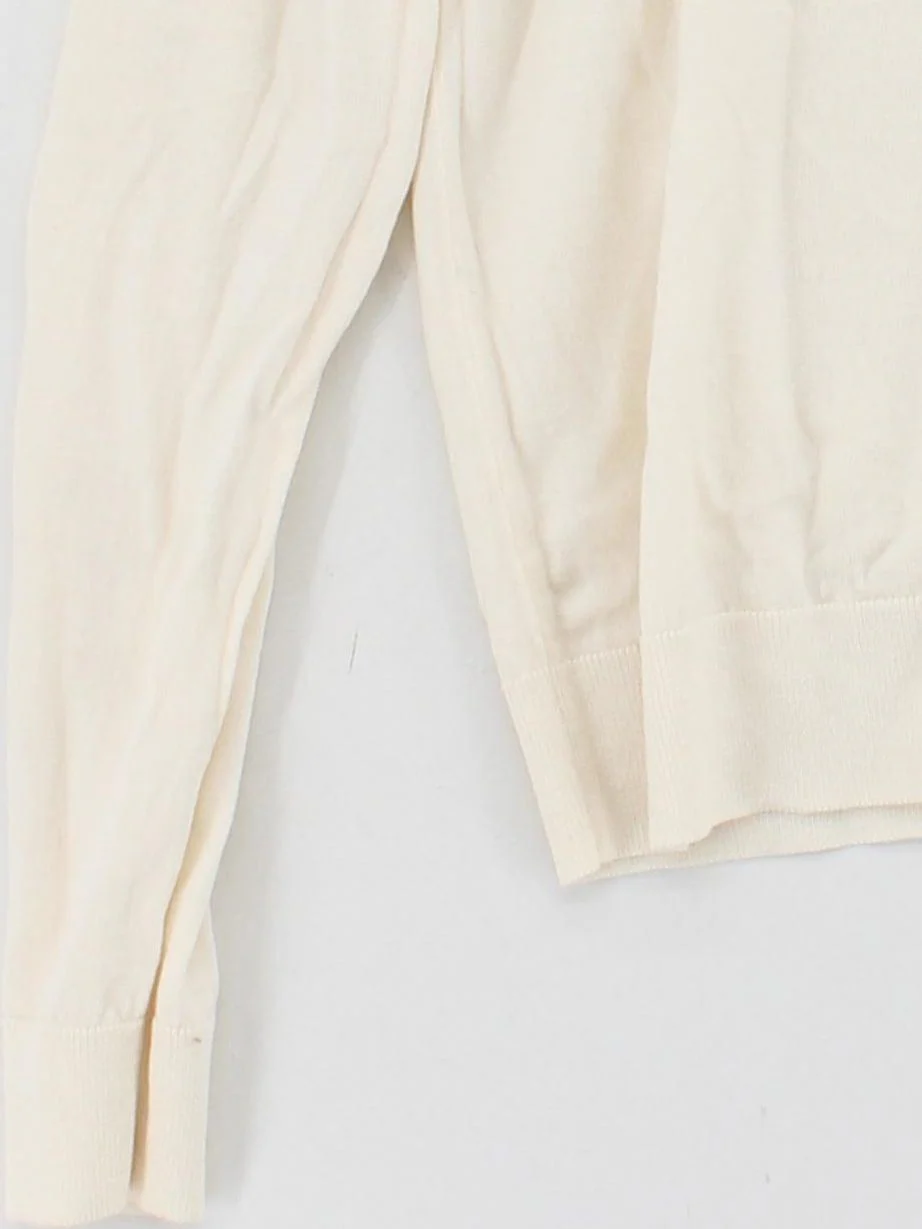 Uniqlo Women's Jumper M Cream 100% Wool Crew Neck Pullover - Image 4