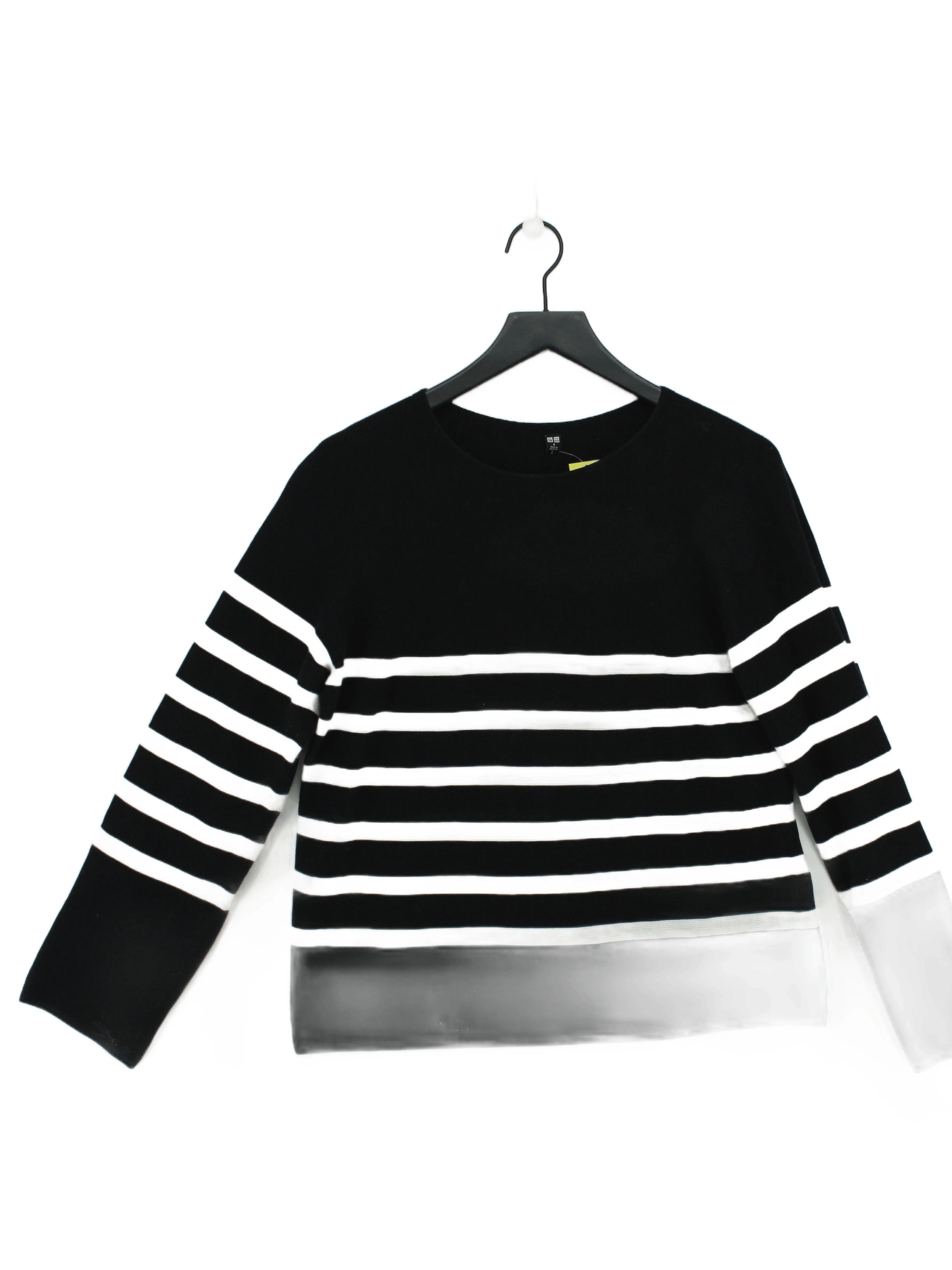 Uniqlo Women's Jumper M Multi Striped 100% Cotton Round Neck Pullover