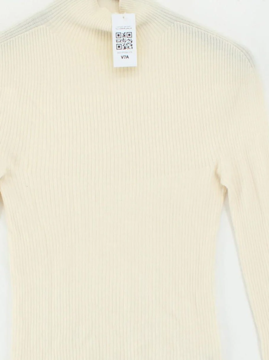 Uniqlo Women's Jumper S Cream 100% Wool Roll Neck Pullover - Image 3