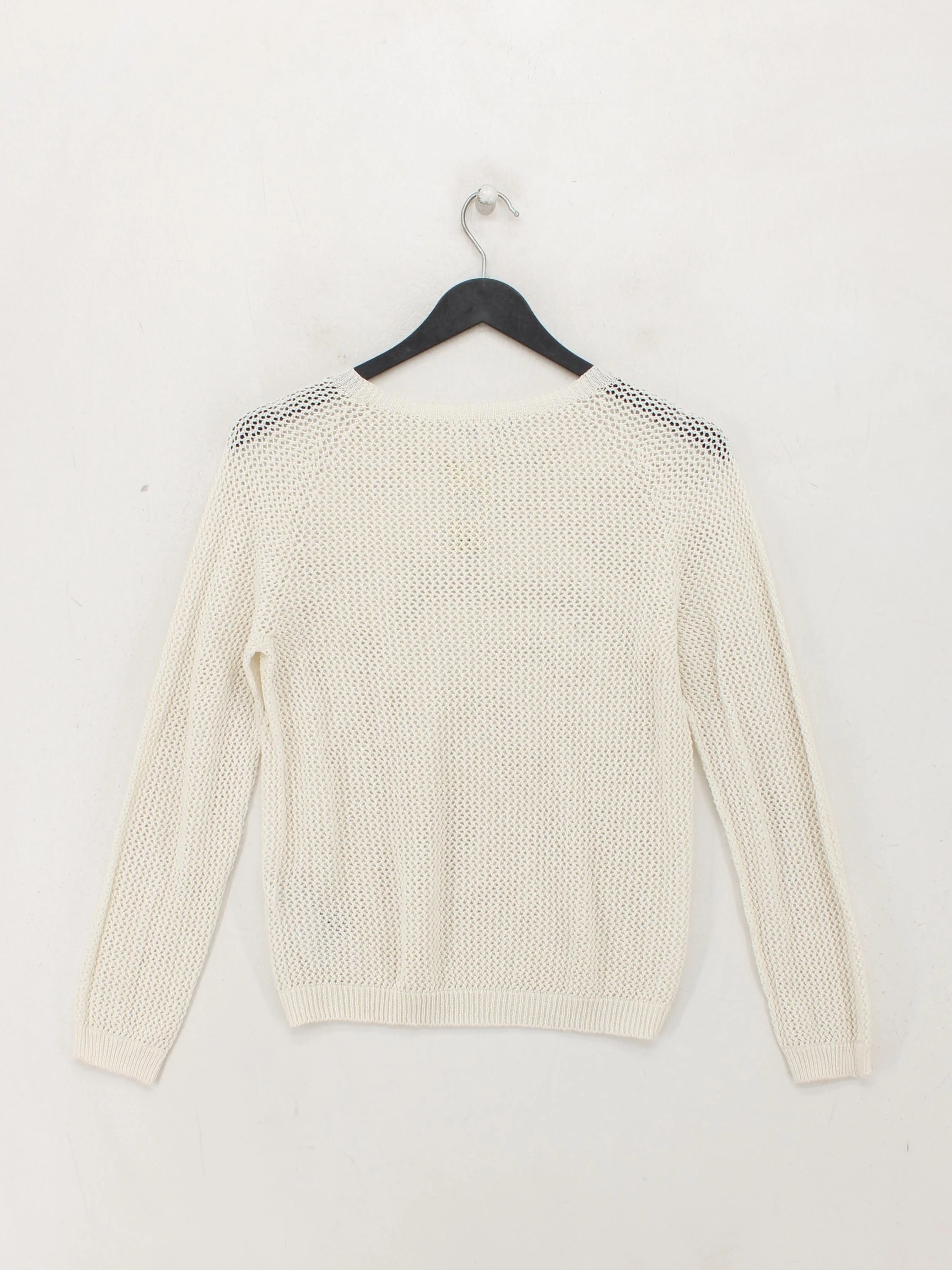 Uniqlo Women's Jumper S Cream Acrylic with Lyocell Modal, Linen Pullover - Image 2