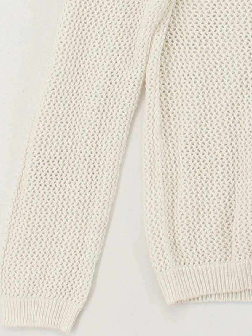 Uniqlo Women's Jumper S Cream Acrylic with Lyocell Modal, Linen Pullover - Image 4