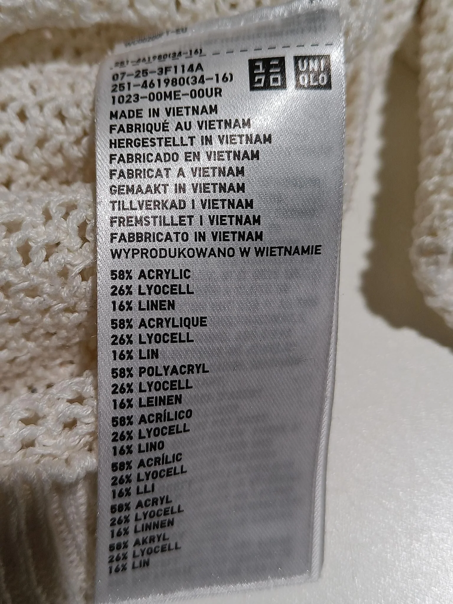 Uniqlo Women's Jumper S Cream Acrylic with Lyocell Modal, Linen Pullover - Image 6