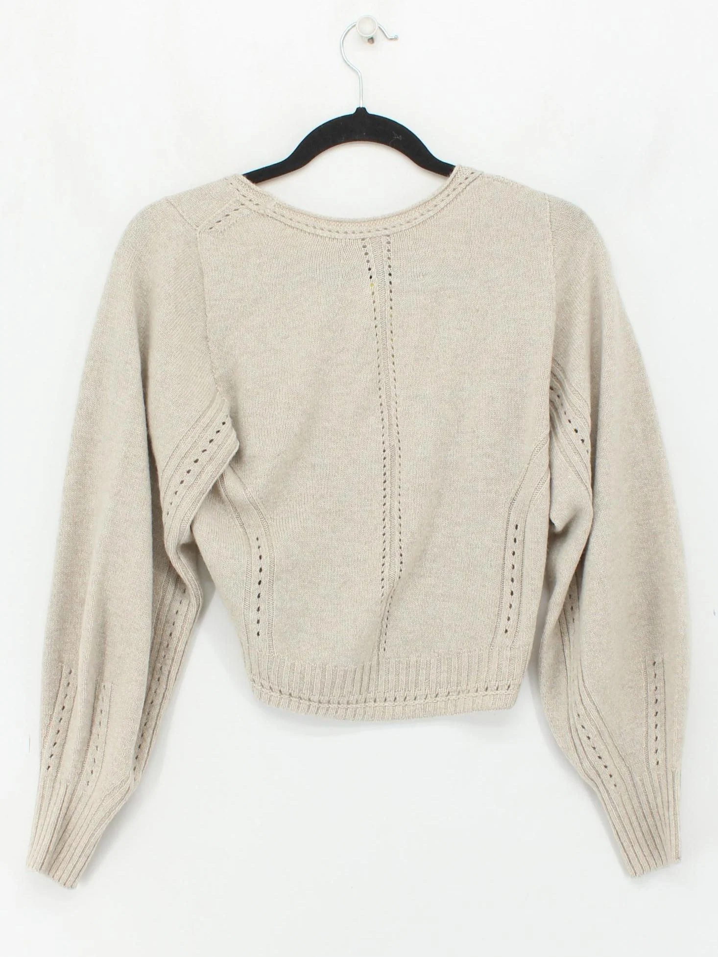 Uniqlo Women's Jumper S Cream Wool with Acrylic, Polyamide Square Neck Pullover - Image 2