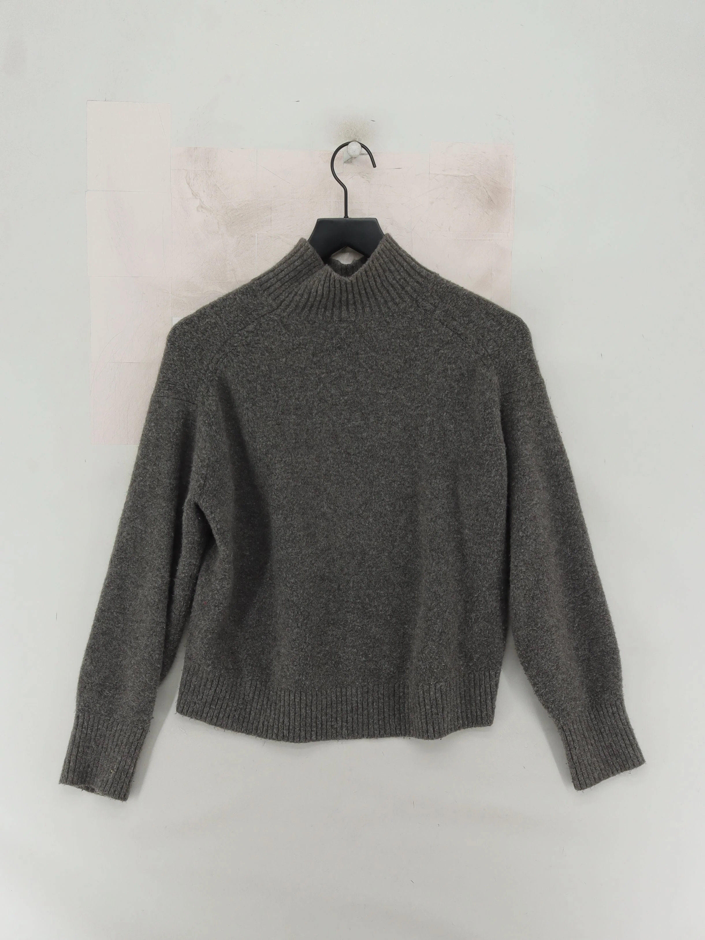 Uniqlo Women's Jumper S Grey 100% Wool Mock Neck Pullover - Image 2