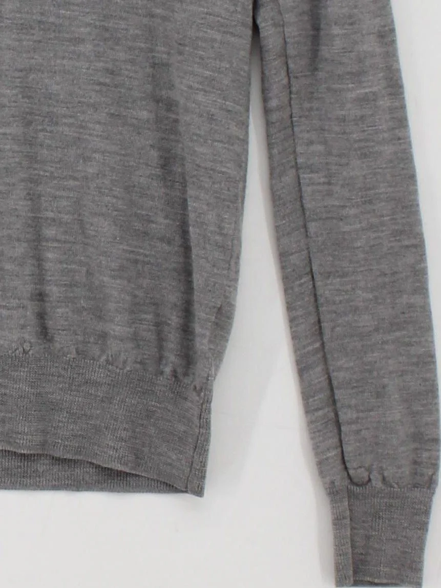 Uniqlo Women's Jumper S Grey 100% Wool V-Neck Pullover - Image 4